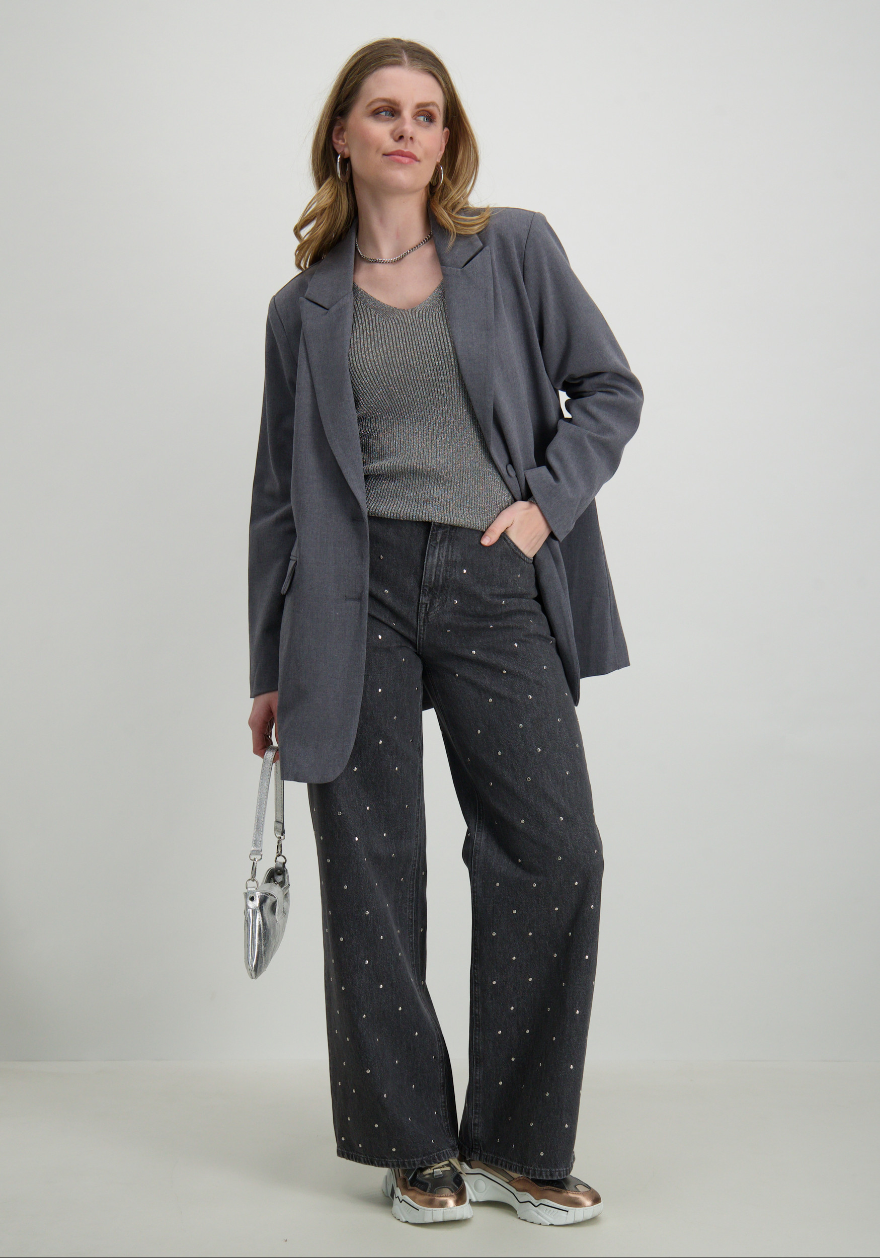 Jacqueline de jonge Trui Bodilla lurex 15335494 Grijs