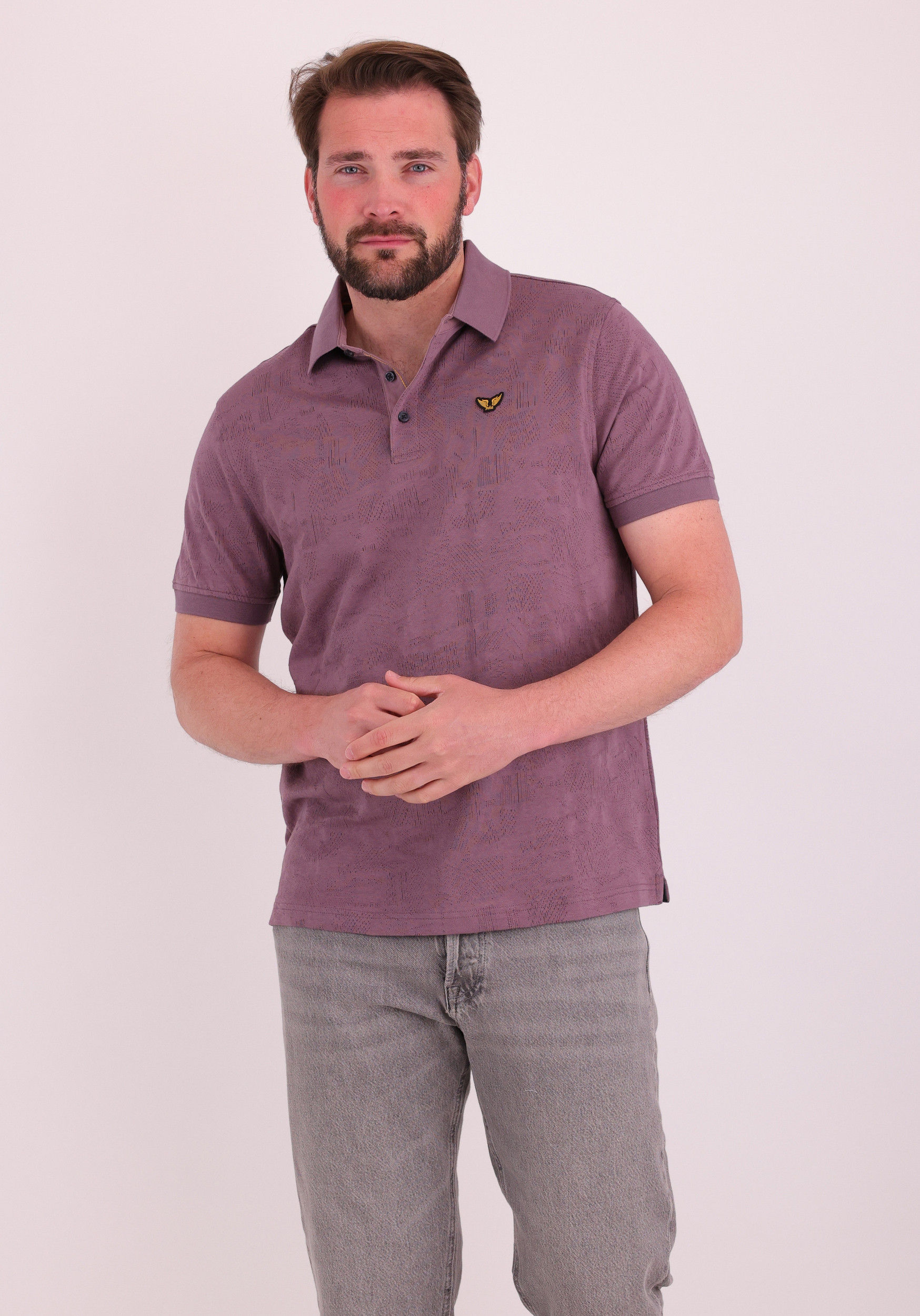 PME Legend Polo Jacquard PPSS2603883 Licht paars