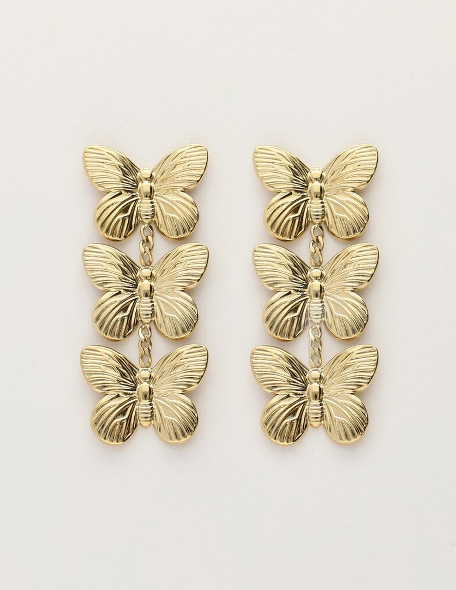 My Jewellery Oorbellen met 3 vlinders MJ11397 Goud