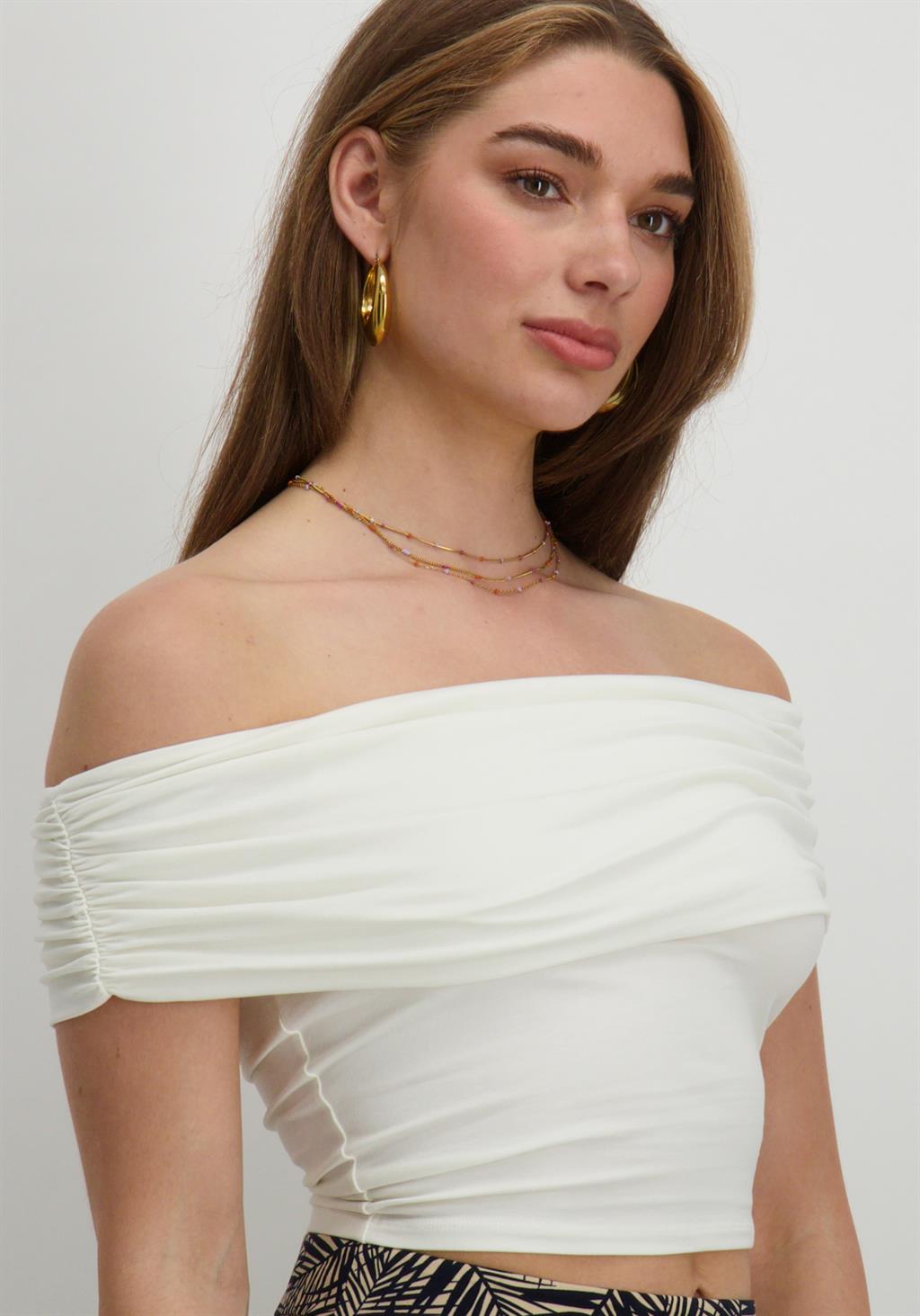 Only Off shoulder top Live Love 15338616 Wolwit-ecru