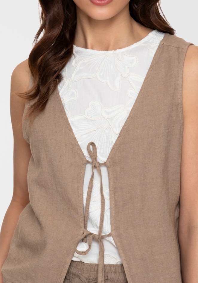 Geisha Gilet linnen 65391-70 Groen