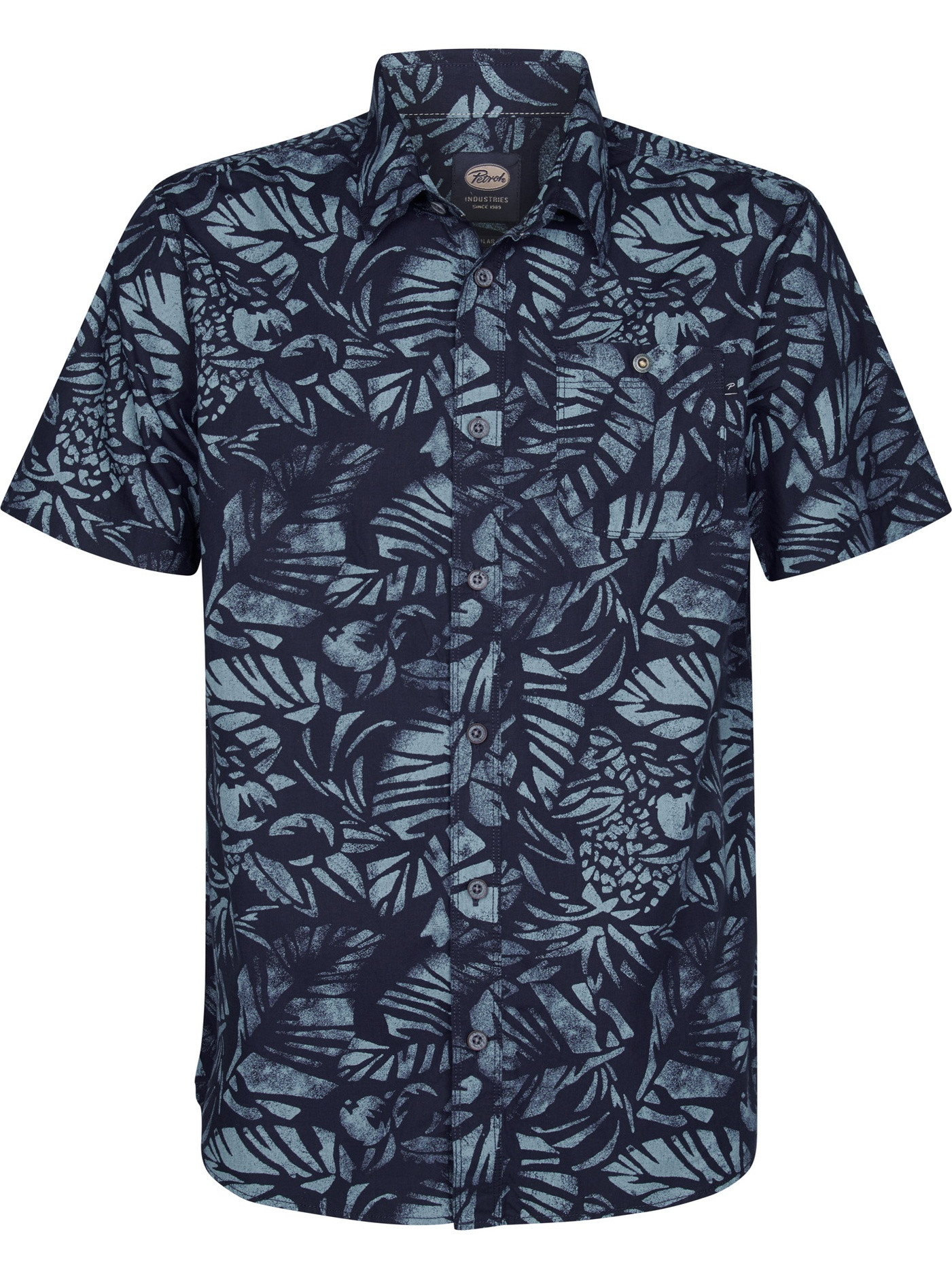 Petrol Overhemd all-over print M-1050-SIS422 Donker blauw