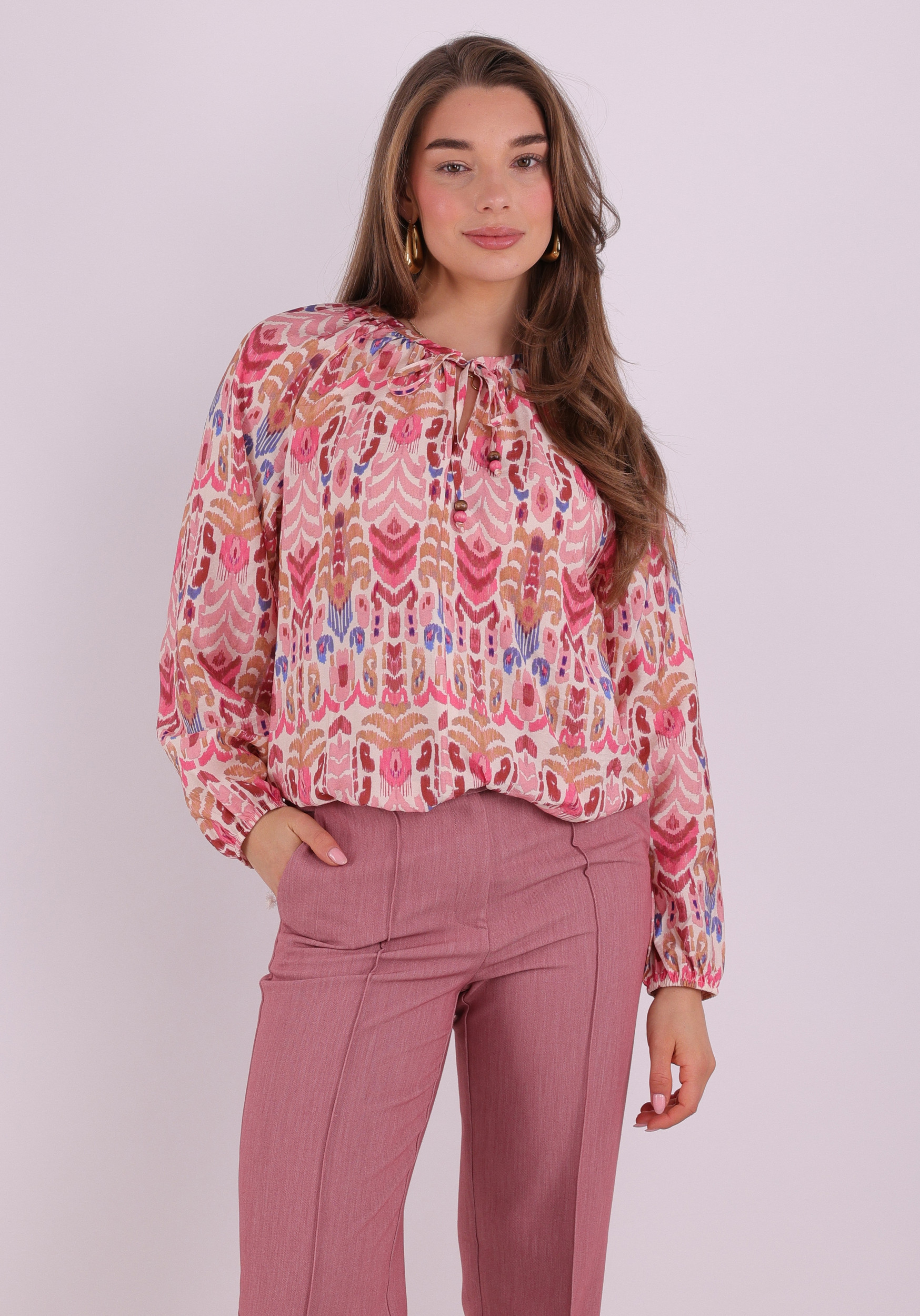 Geisha Blouse all-over print 63219-20 Rose