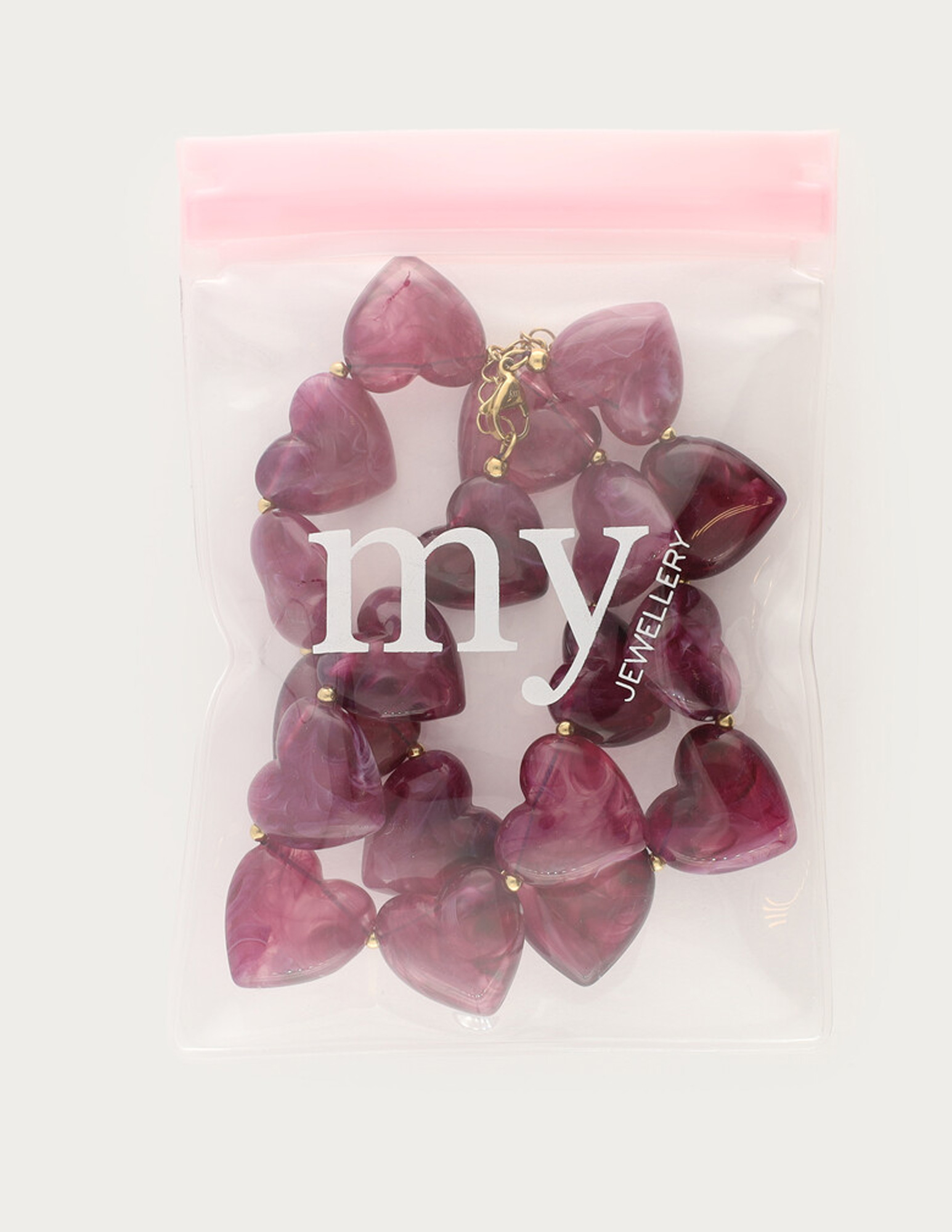 My Jewellery Statement ketting met hartjes MJ14379 Donker Paars