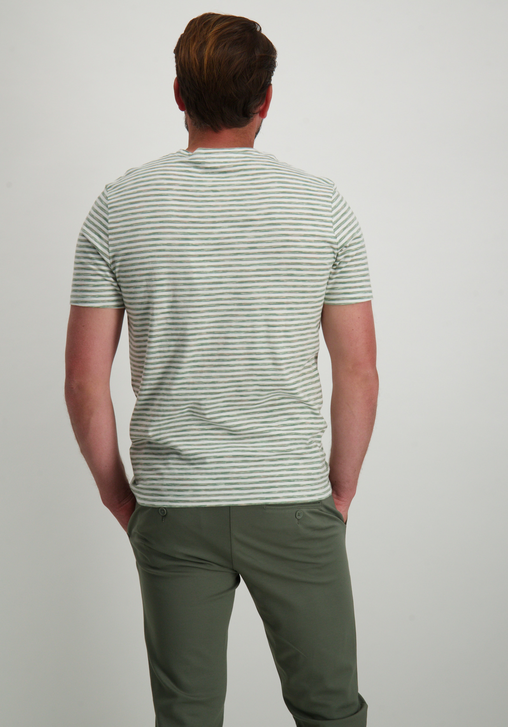 No Excess T-shirt gestreept 27340370SN Midden groen