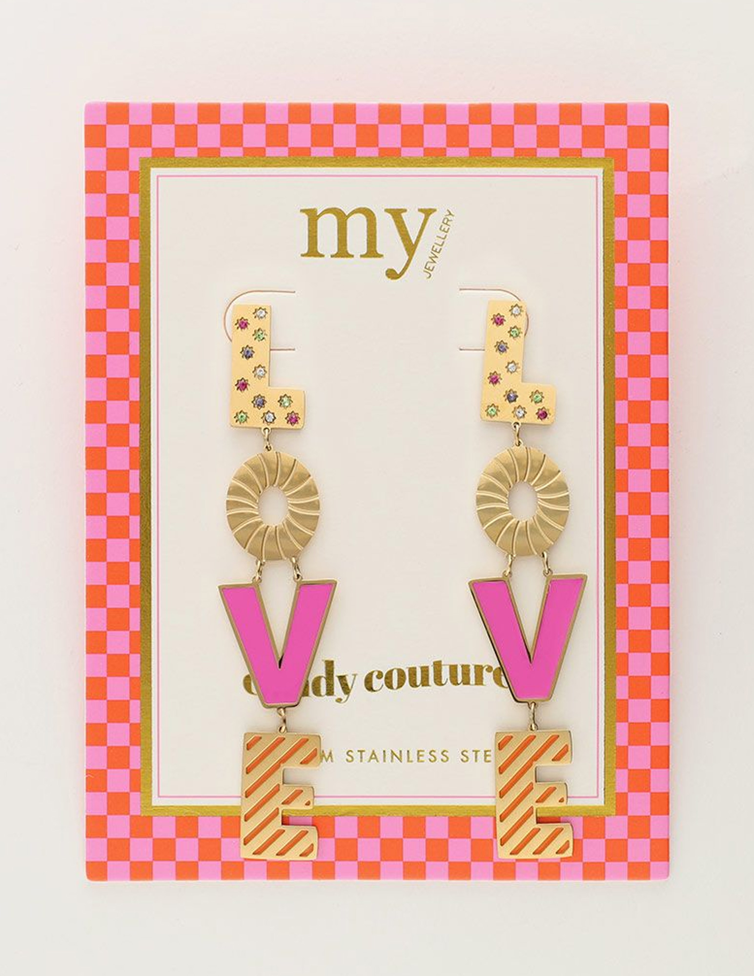 My Jewellery Oorbellen letters love pink MJ10165 Goud
