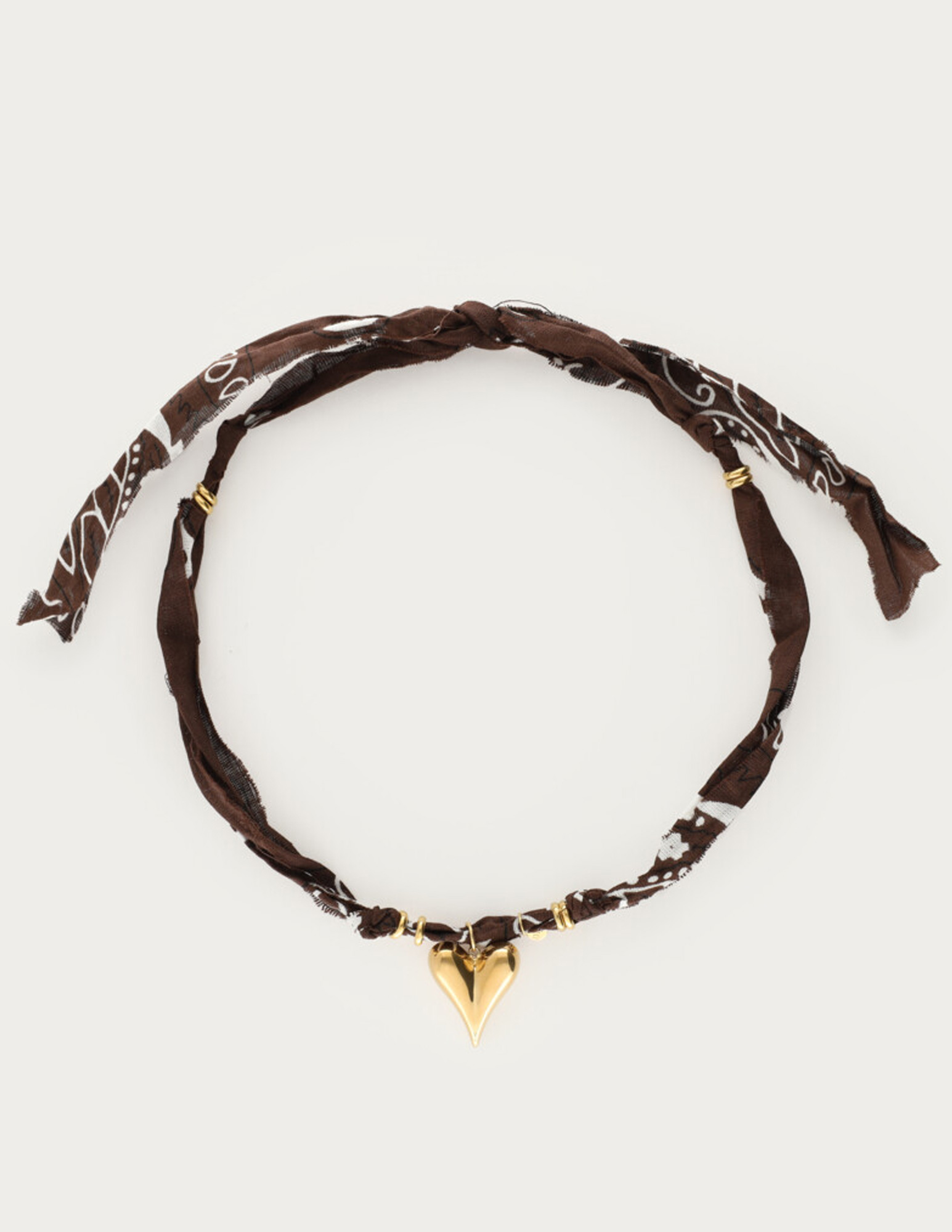 My Jewellery Bruine bandana ketting met hartje MJ15088 Goud