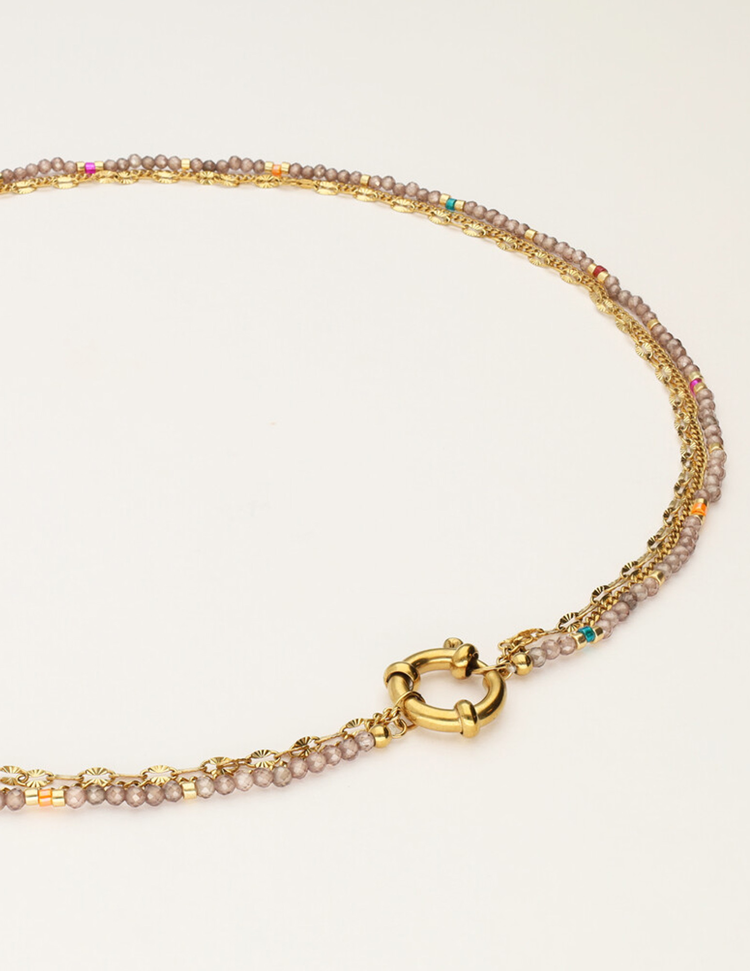 My Jewellery Sunrocks ketting taupe MJ12200 Goud