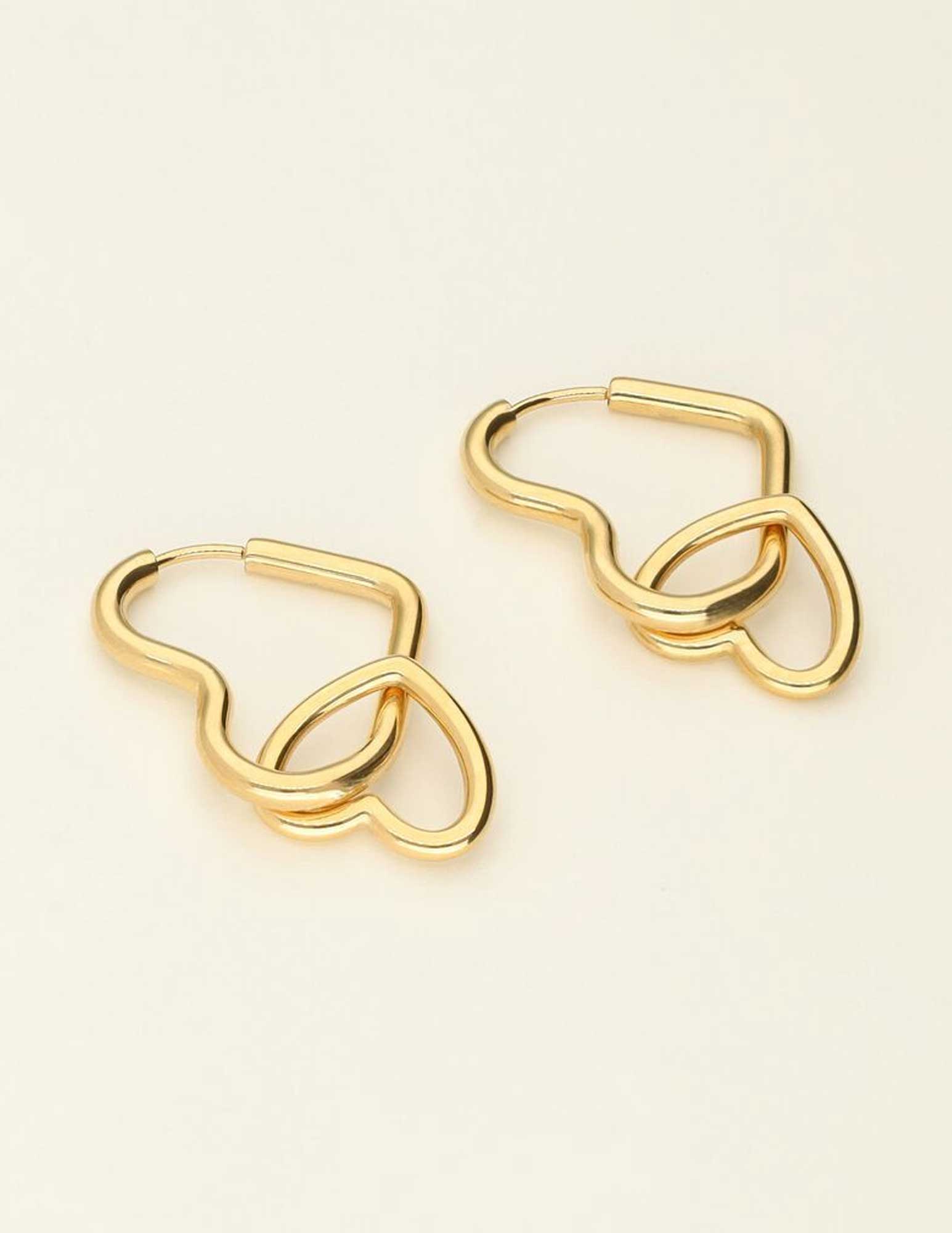 My Jewellery Universe oorbellen dubbele hart MJ09480 Goud