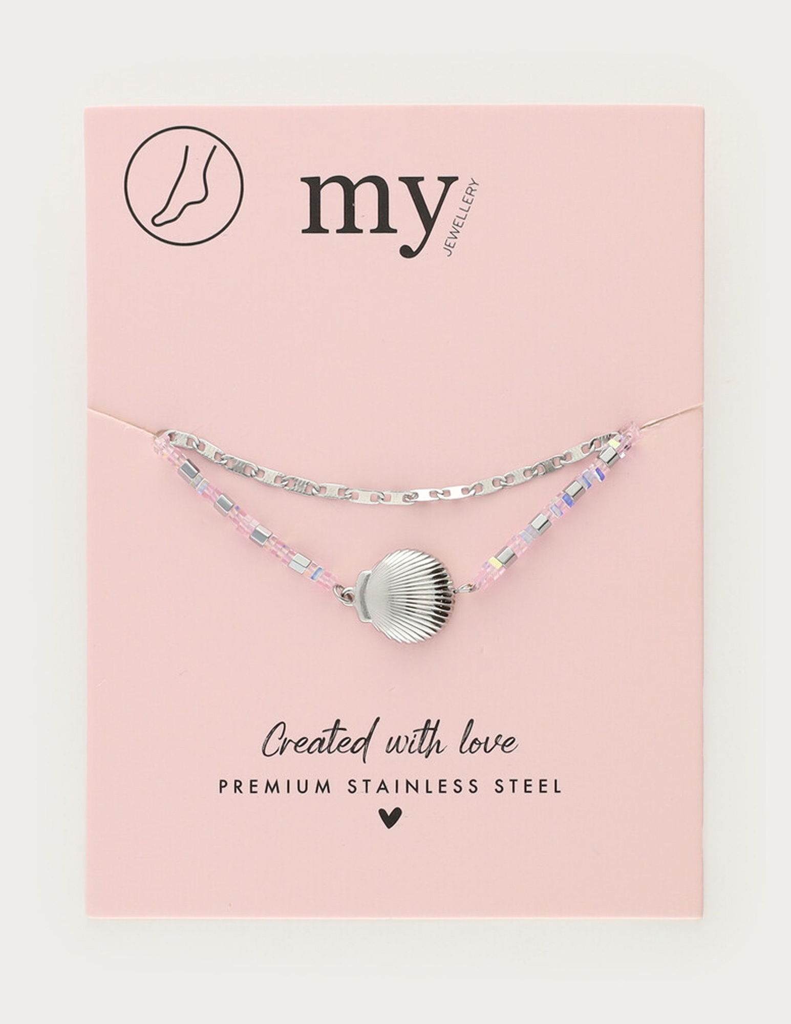 My Jewellery Dubbel enkelbandje met schelp MJ12914 Zilver