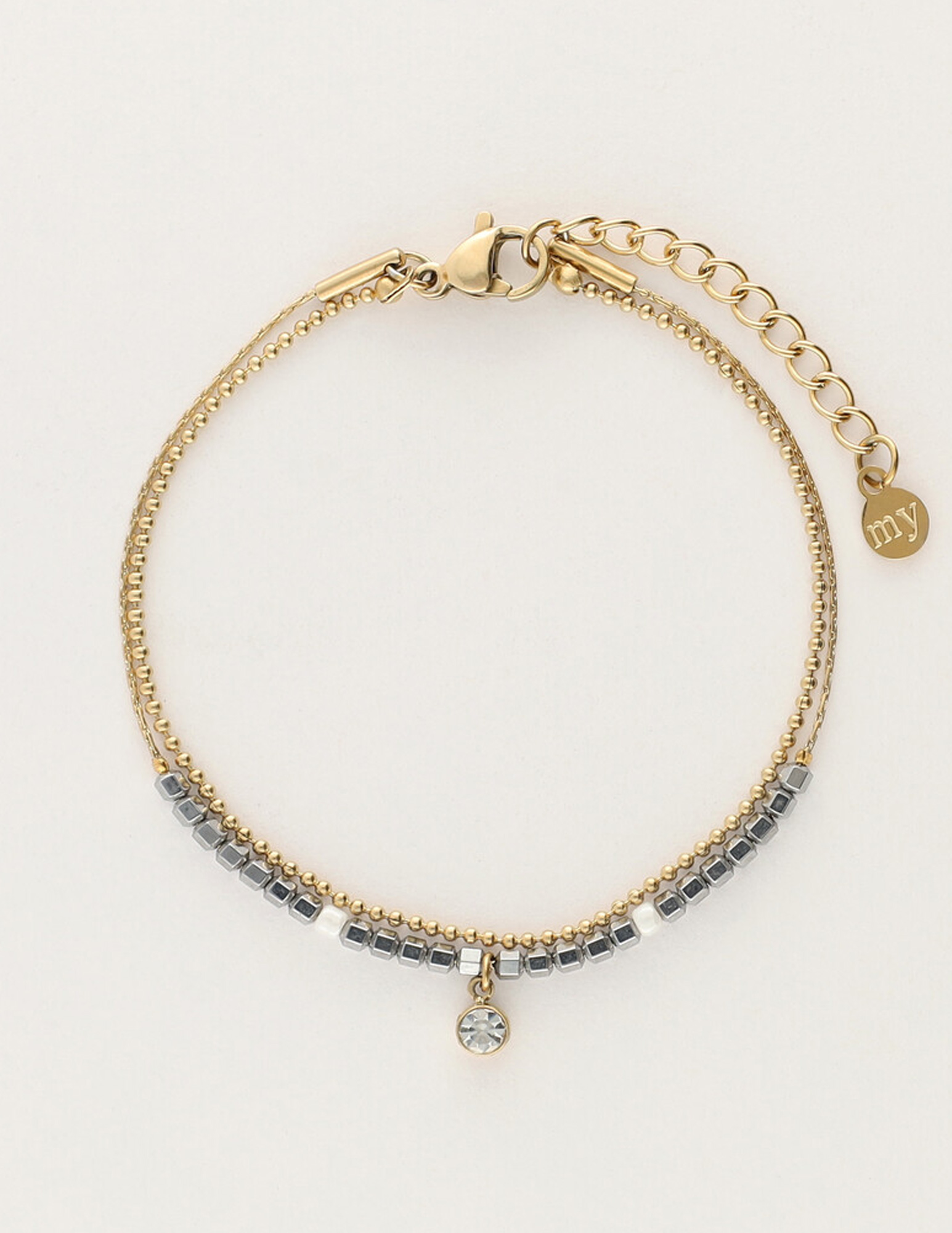 My Jewellery Dubbele armband met kralen MJ12073 Goud