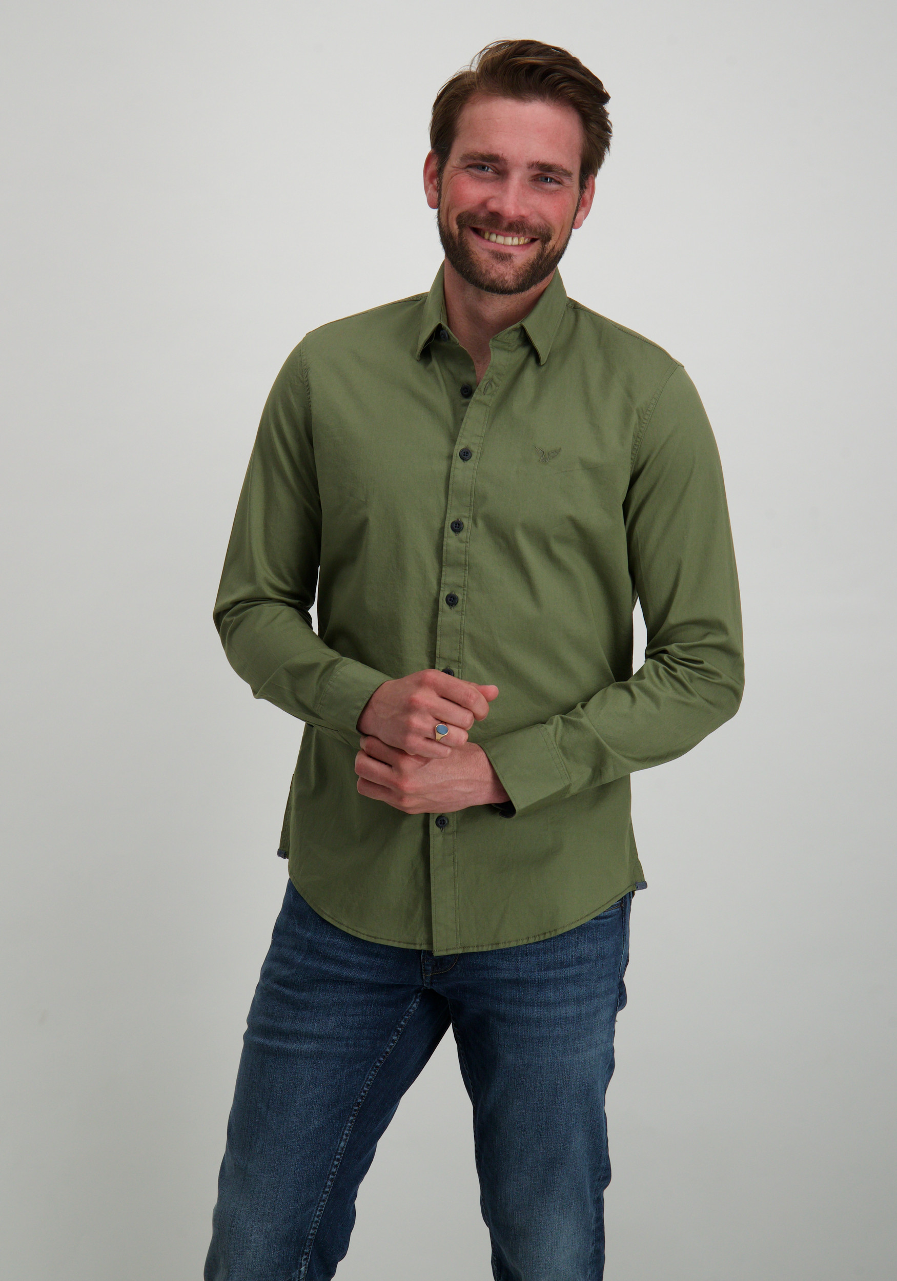 PME Legend Overhemd PSI2400011 Midden groen