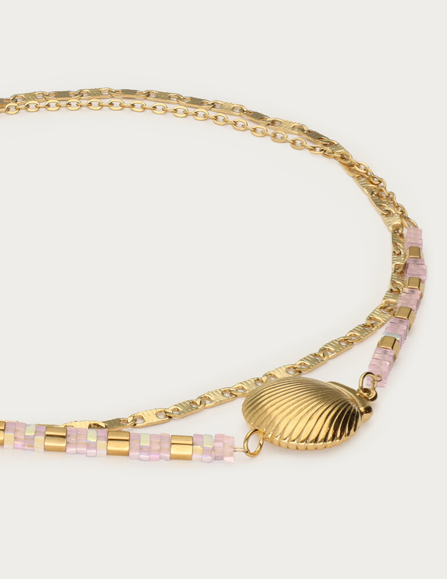 My Jewellery Dubbel enkelbandje met schelp MJ12914 Goud