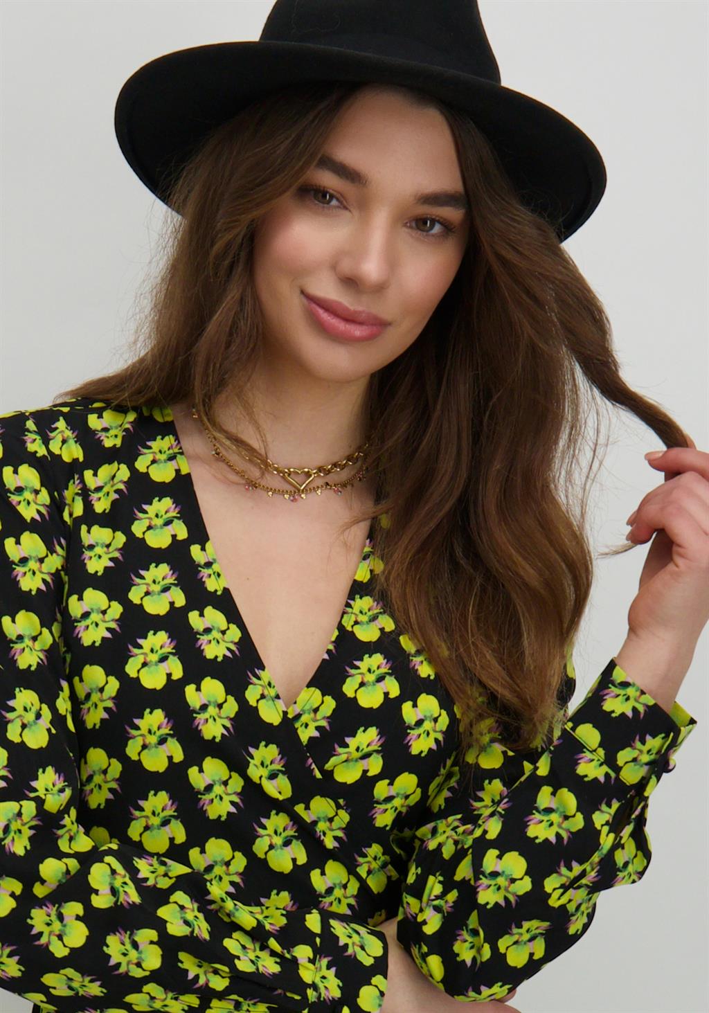 Colourful Rebel Jurk Telsi big flower WD115863 Geel