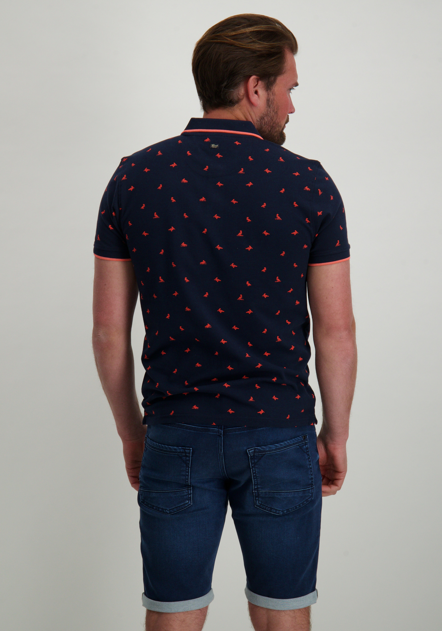 Petrol Polo all-over patroon M-1050-POL106 Donker blauw