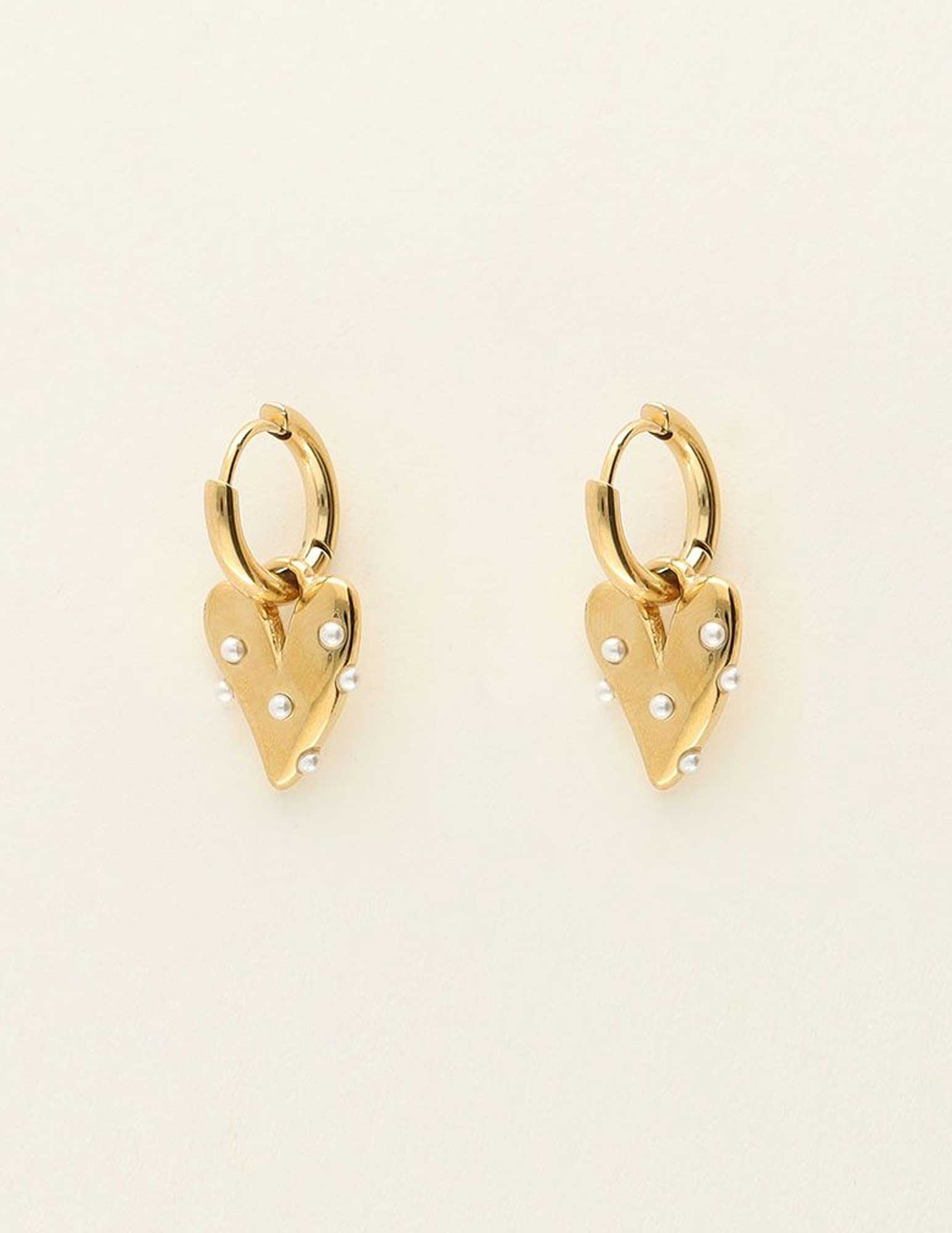 My Jewellery Oorbellen met hart en parels MJ09212 Goud