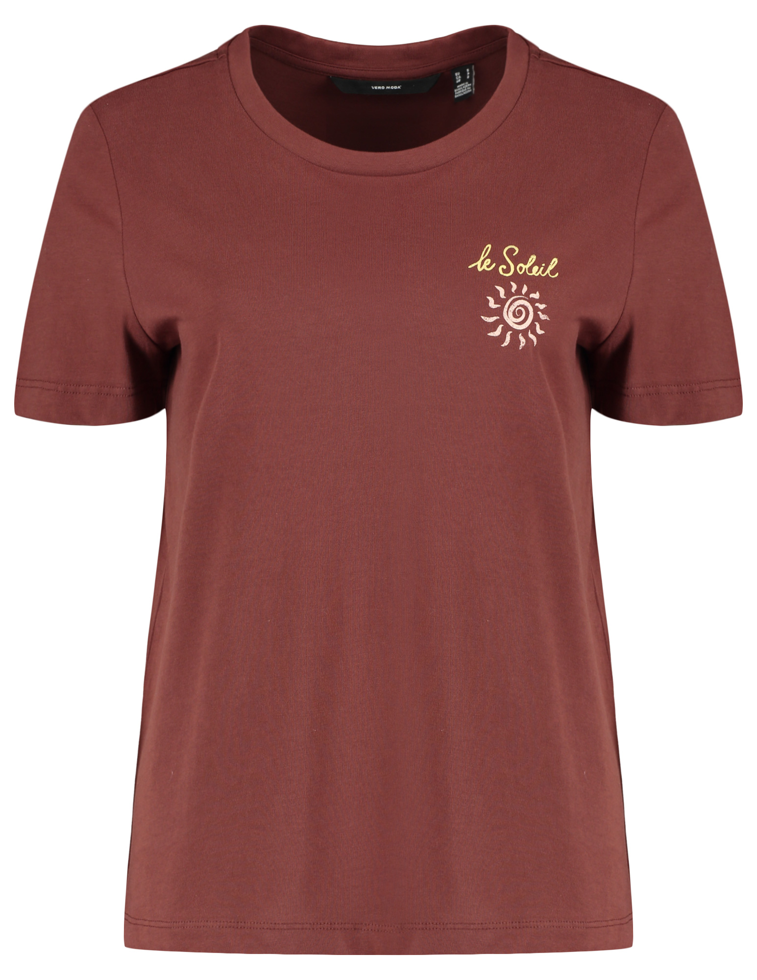 Vero moda T-shirt Lise 10341942 Midden bruin