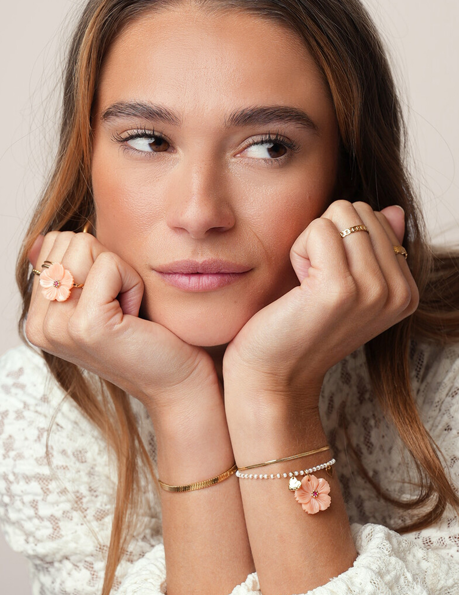 My Jewellery Botanical ring met peach bloem MJ13742 Goud