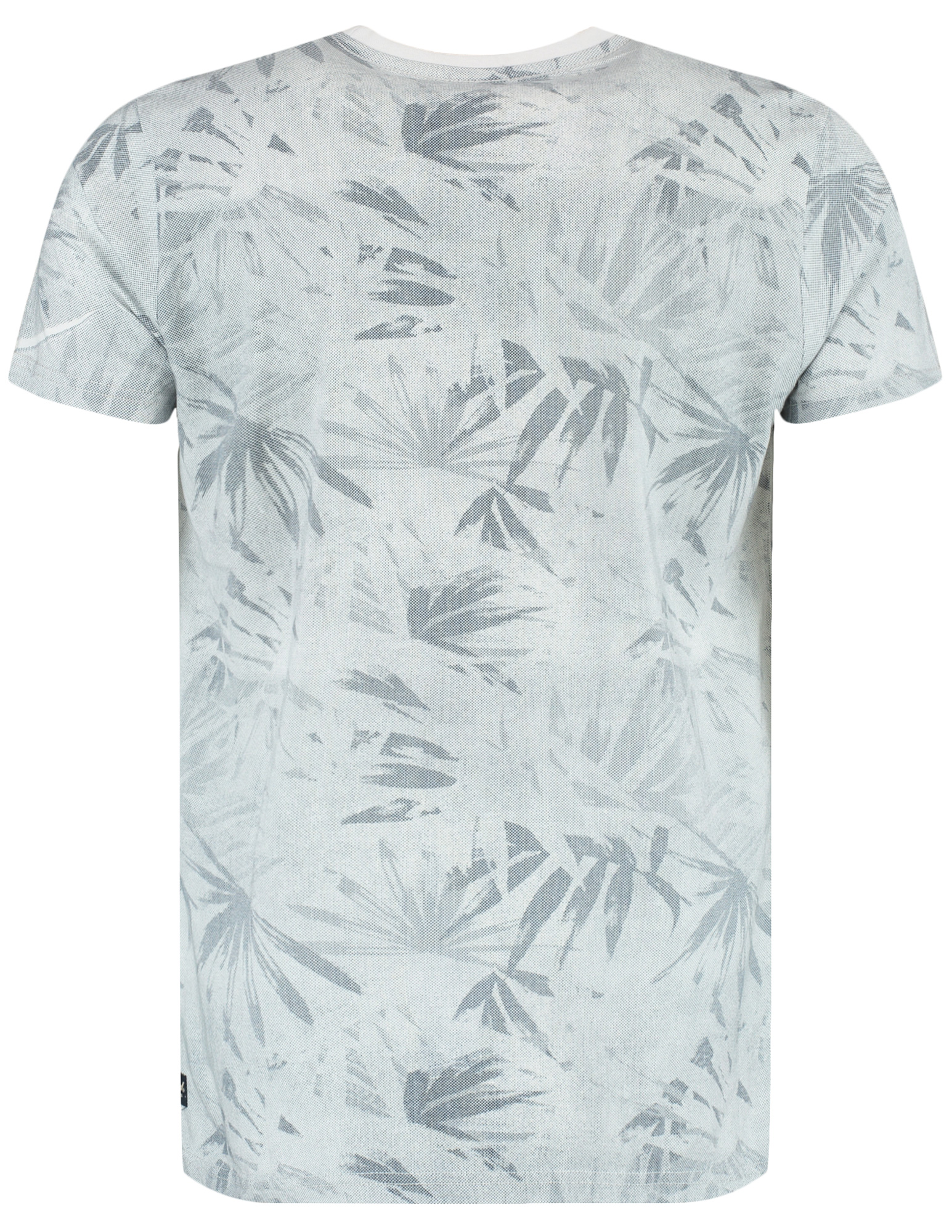Petrol T-shirt met palm print M-1050-TSR161 Wit
