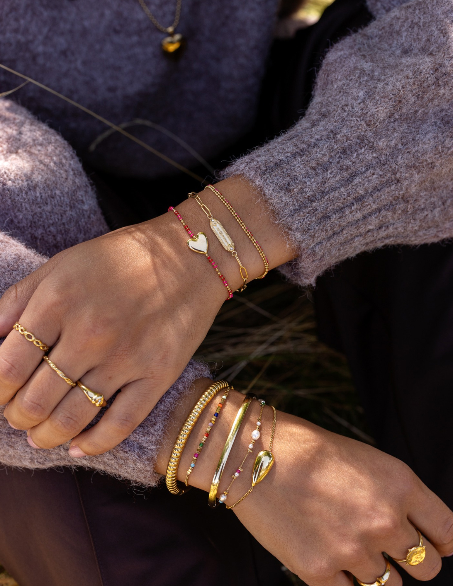 My Jewellery Mystic armband met rode bollen MJ14217 Goud