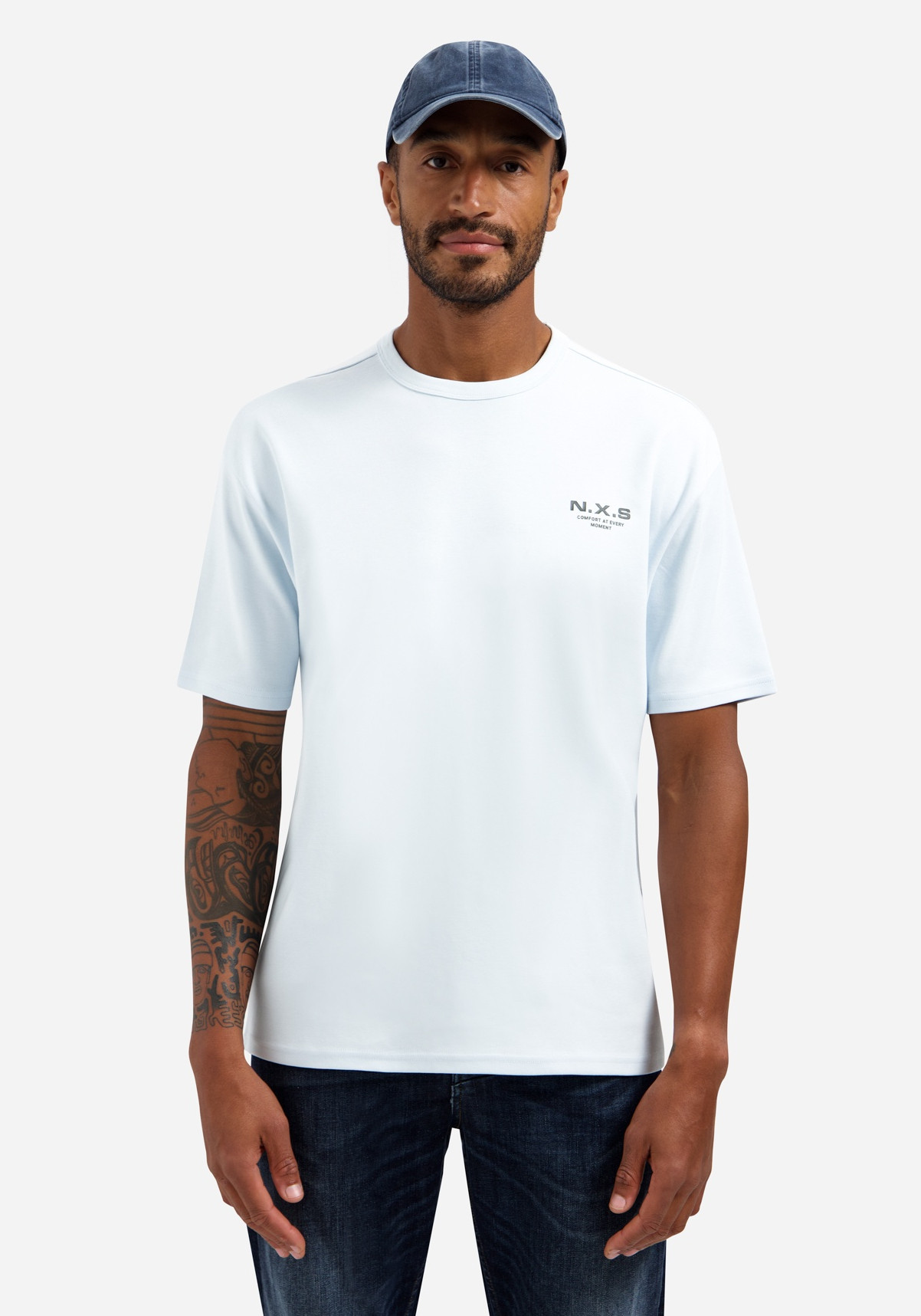 No Excess T-shirt interlock 31340212 Licht blauw