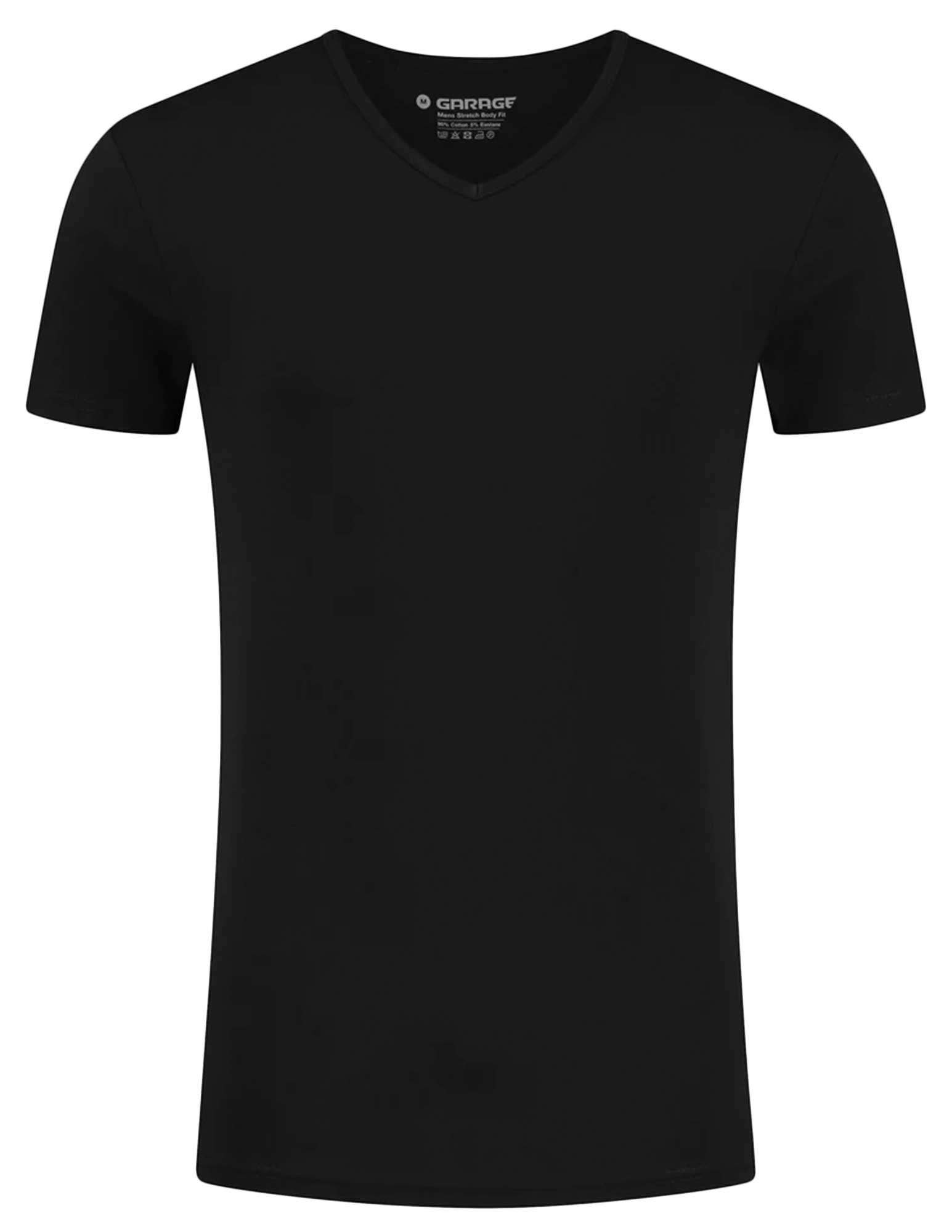 Garage Basic bodyfit t-shirt V-hals 0202 Zwart
