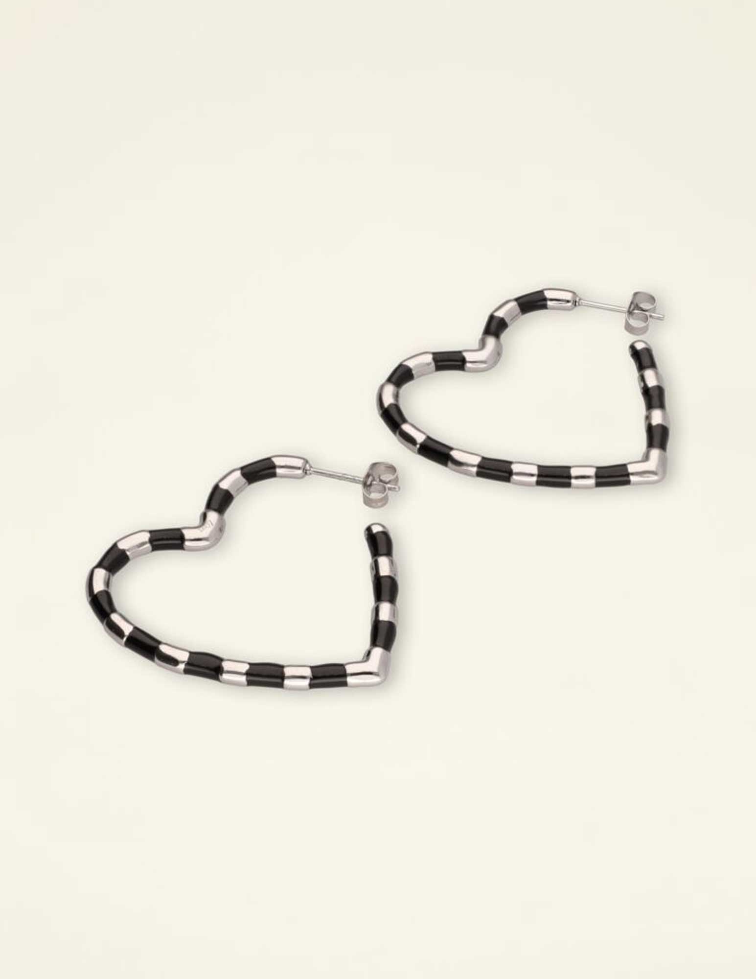 My Jewellery Oorbellen hart gestreept MJ09161 Zilver
