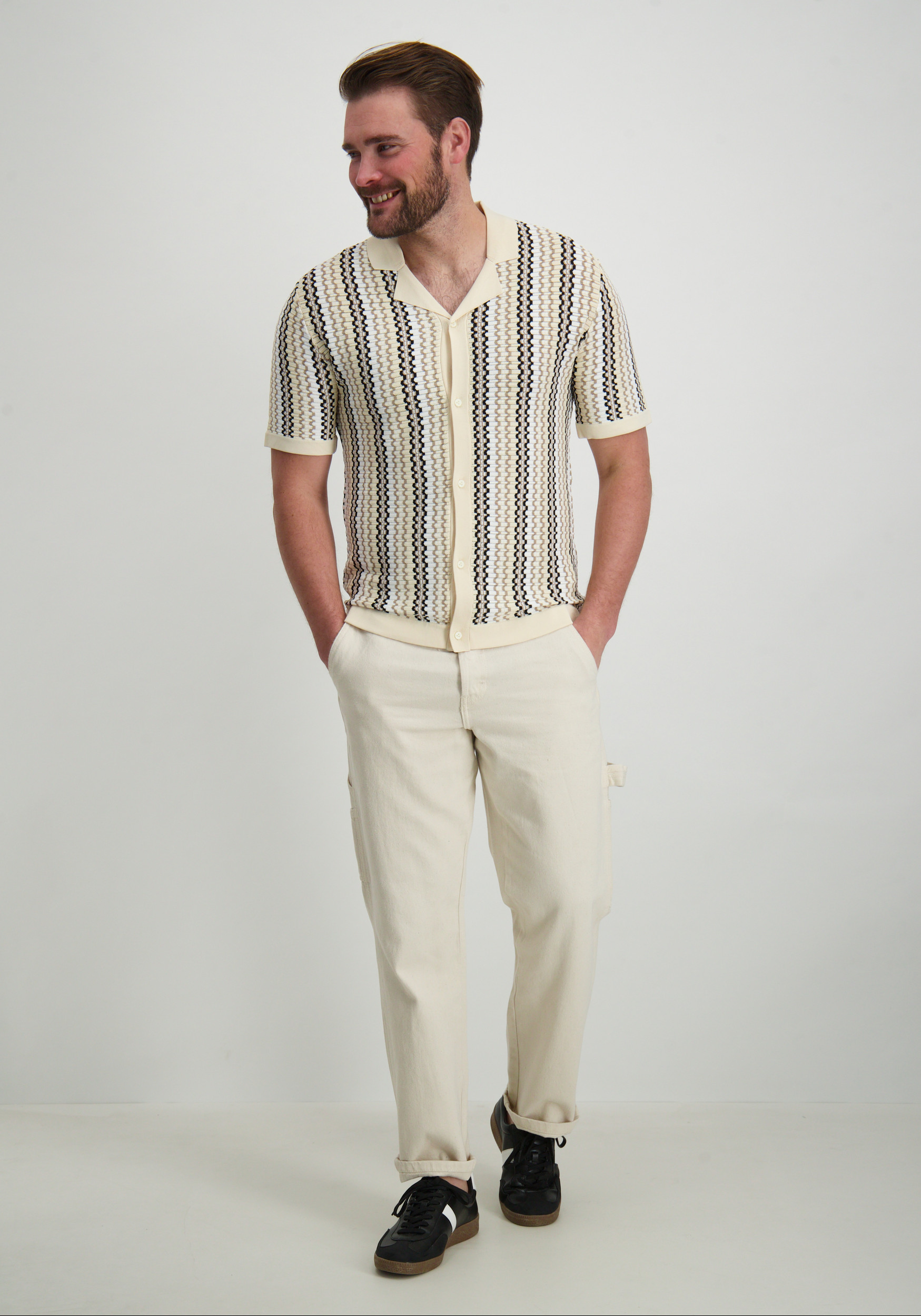 Pure White Overhemd gebreid 25010810 Beige