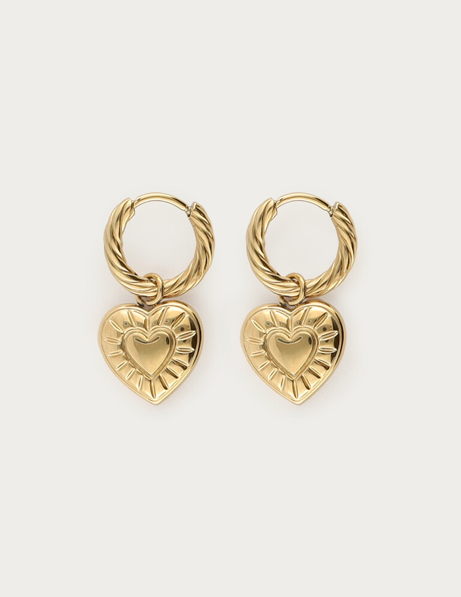 My Jewellery Mystic oorringen met gestreept hart MJ14200 Goud