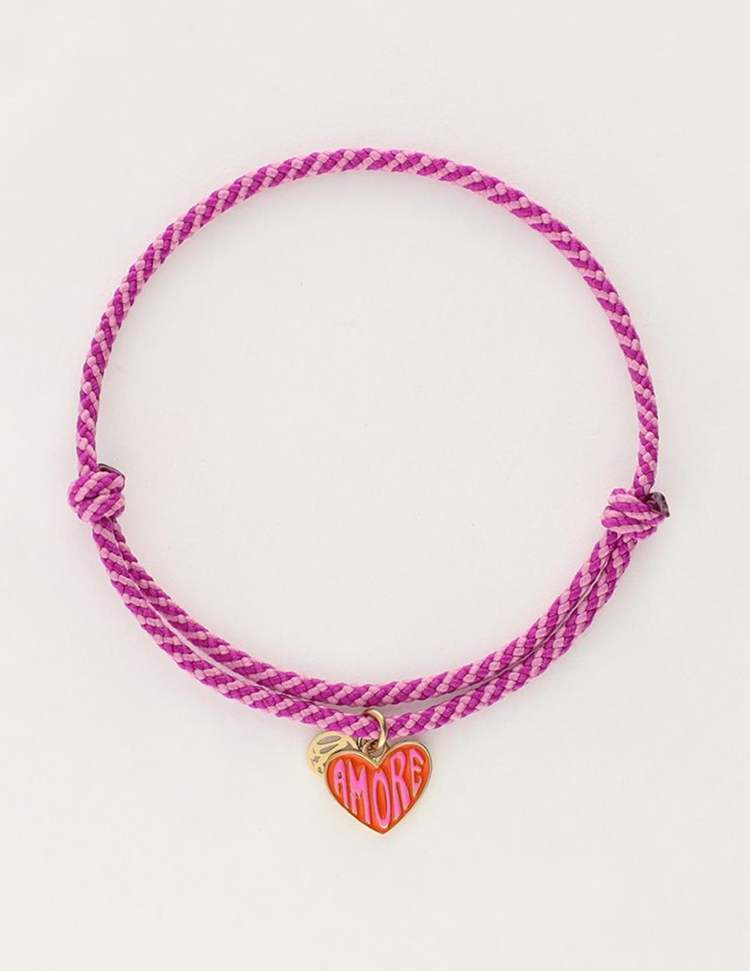My Jewellery Armband cord purple heart MJ10203 Goud