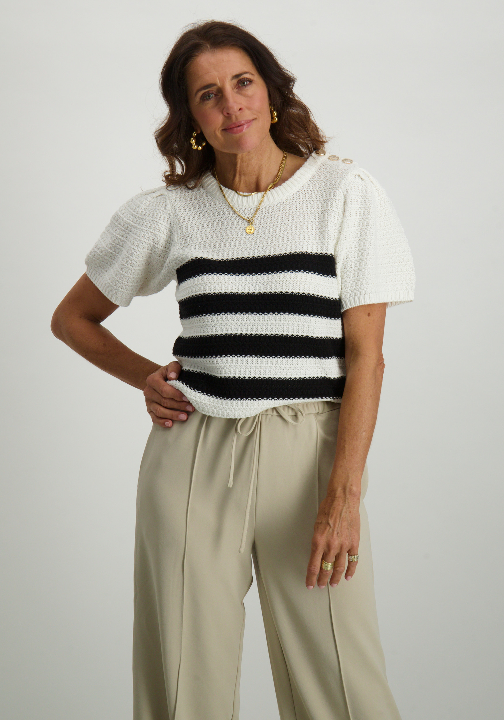 FREE|QUENT Trui Cotla 205675 Zwart/Wit