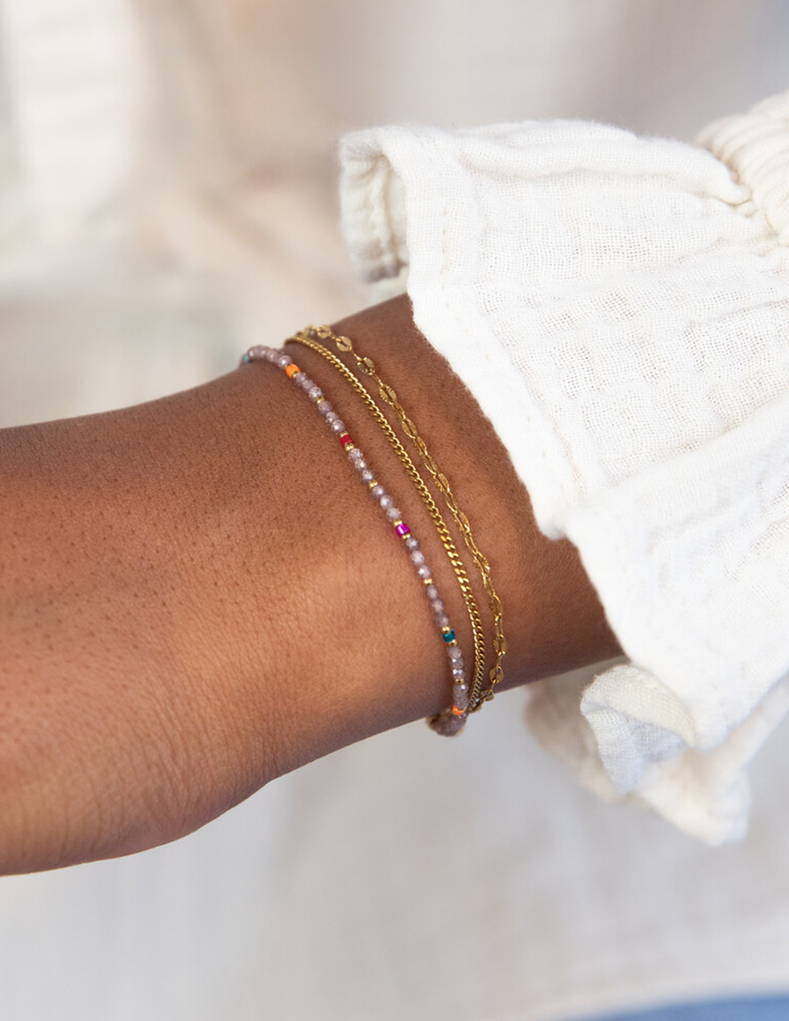 My Jewellery Sunrocks armband taupe MJ12213 Zilver