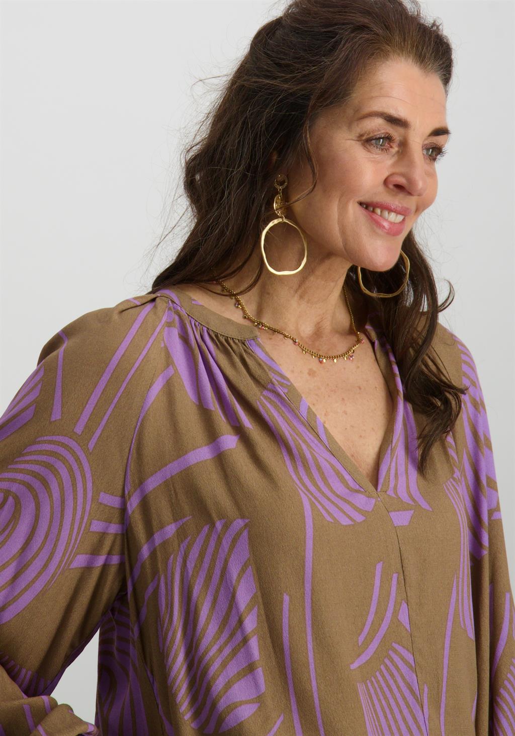 Aaiko BV Blouse Alanza print Licht bruin