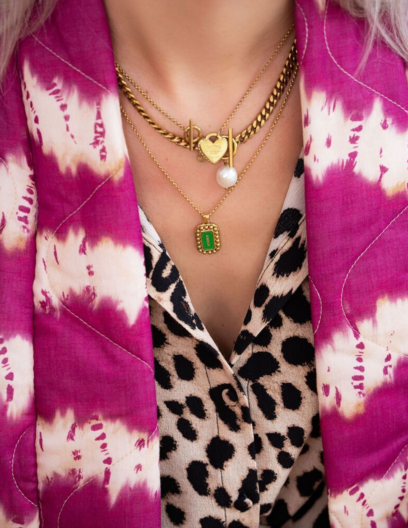 My Jewellery Ketting Bold spirit groene amour bedel MJ07821 Zilver