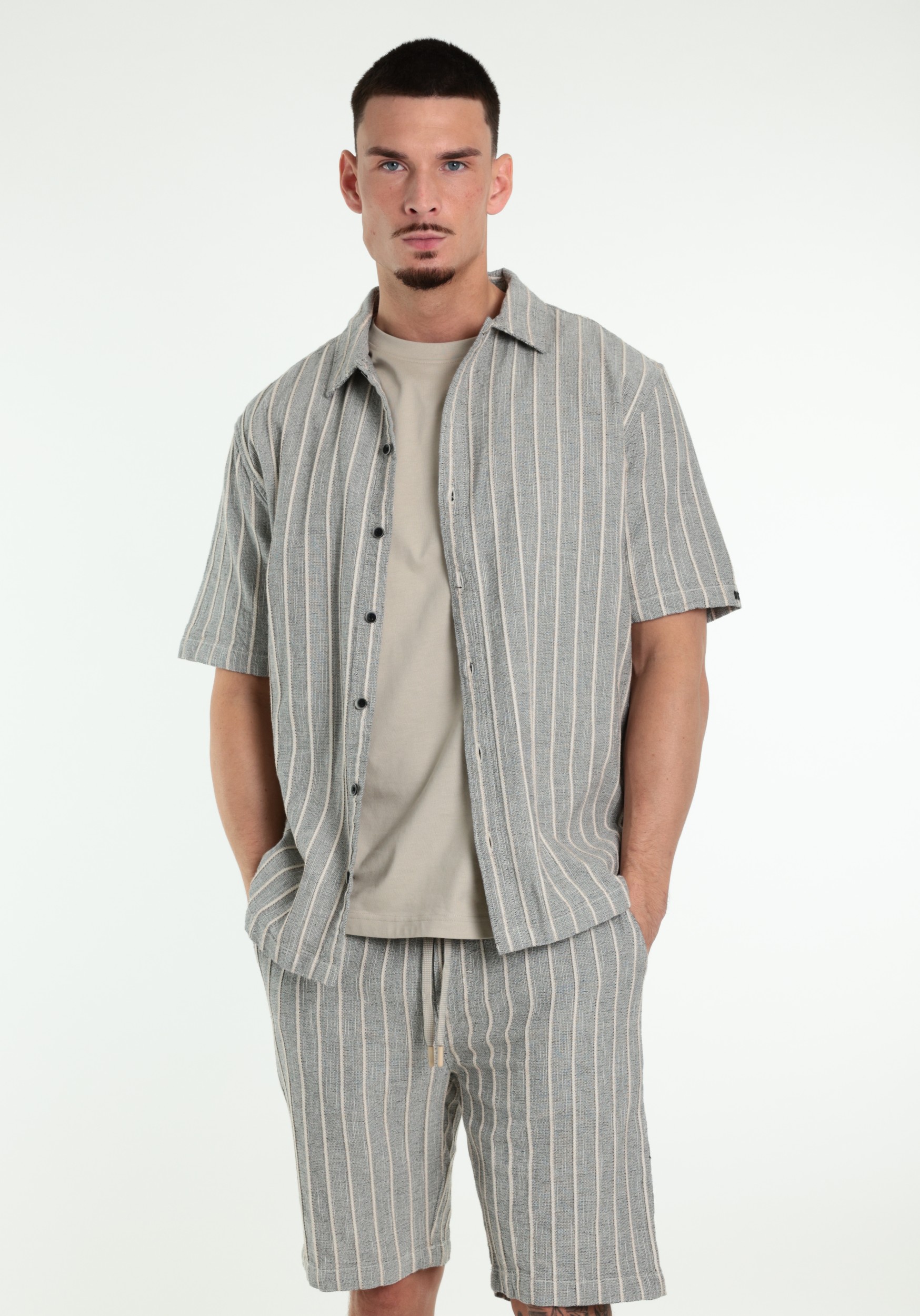 No Excess Overhemd stripes 32460446 Beige