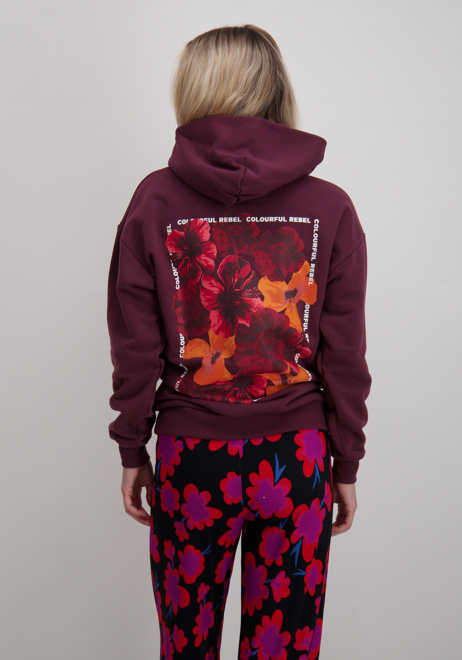 Colourful Rebel Hoodie Flower square WH117179 Bordeaux