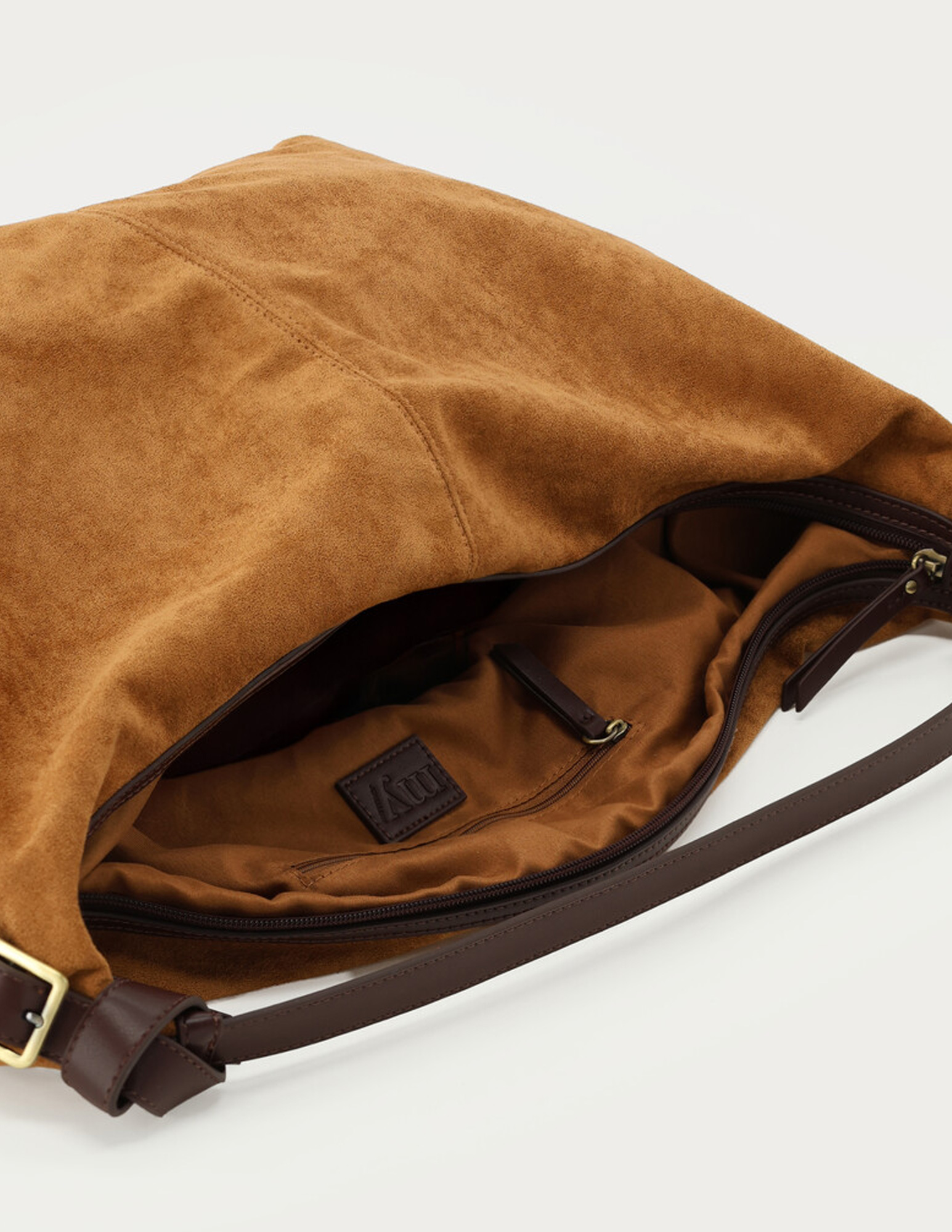 My Jewellery Schoudertas in suède look met gesp MJ15241 Cognac