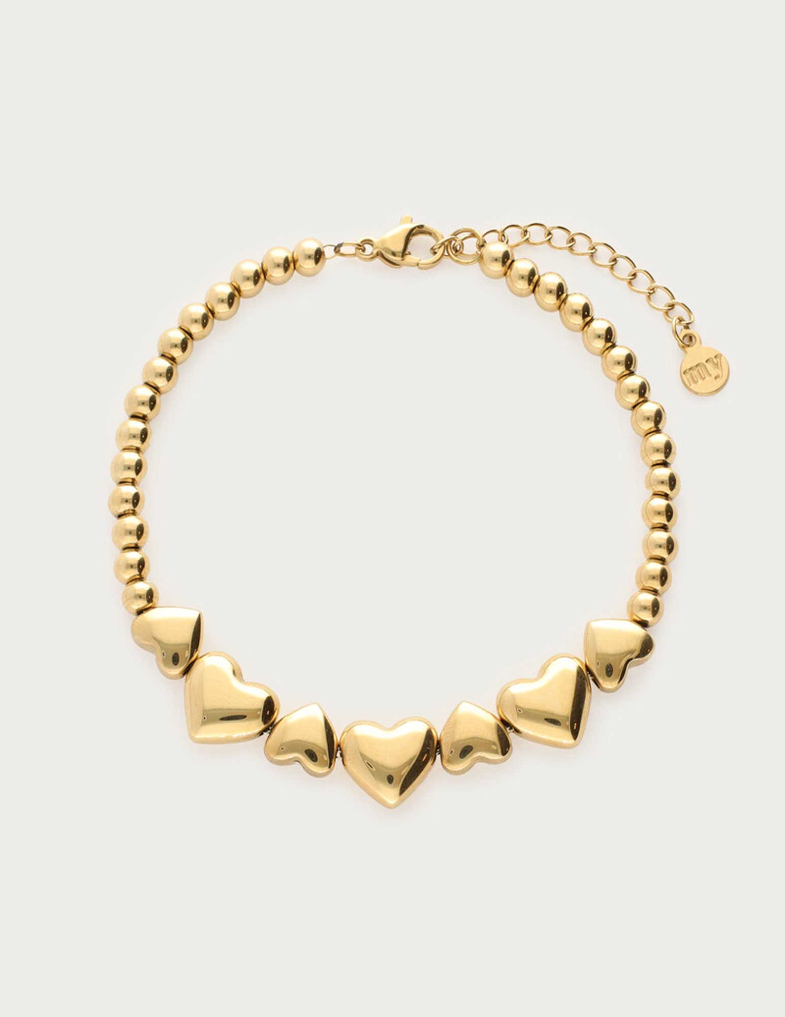 My Jewellery Steel beads heart bracelet MJ13709 Goud