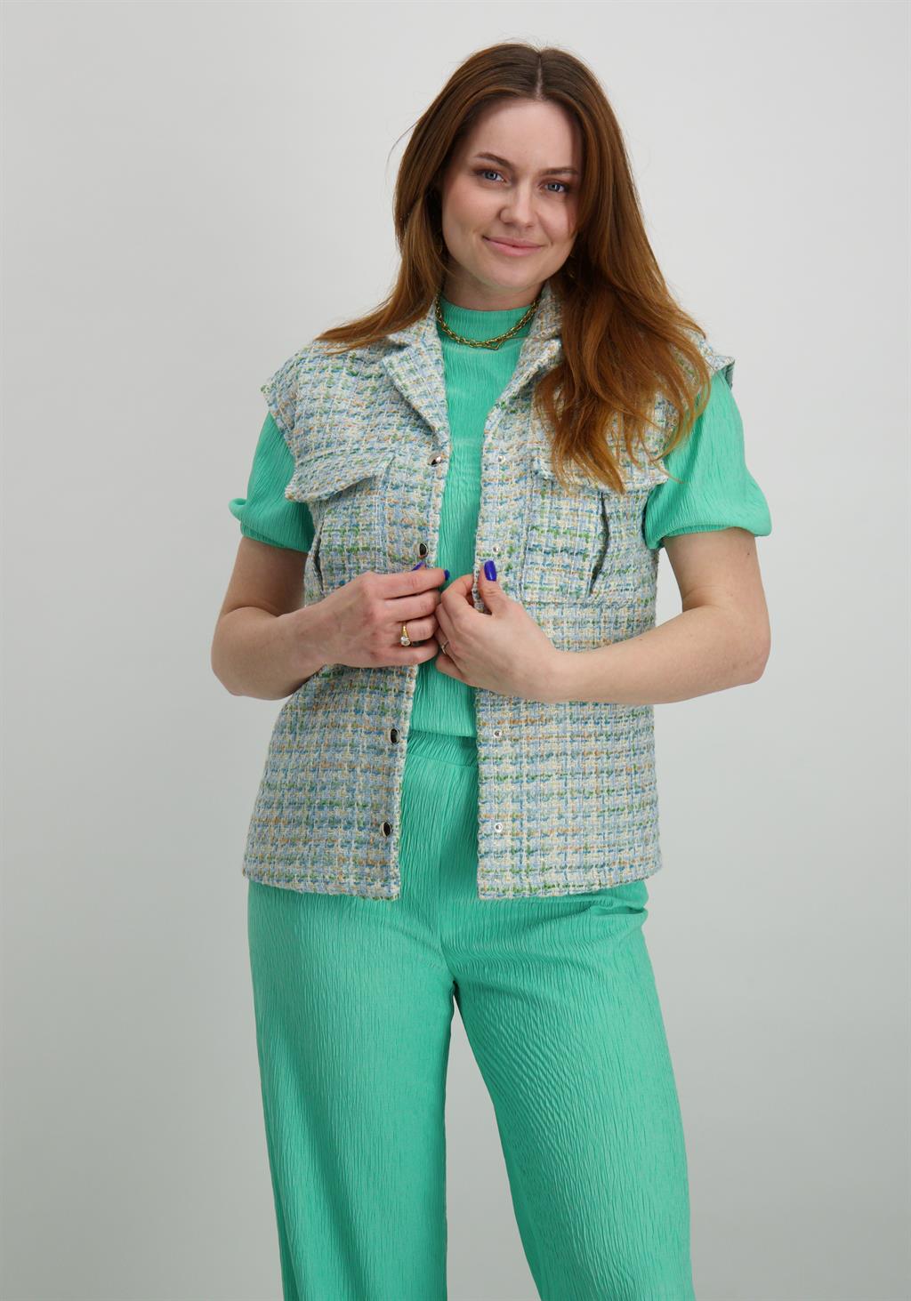 Amaya Amsterdam Gilet Rose Licht blauw