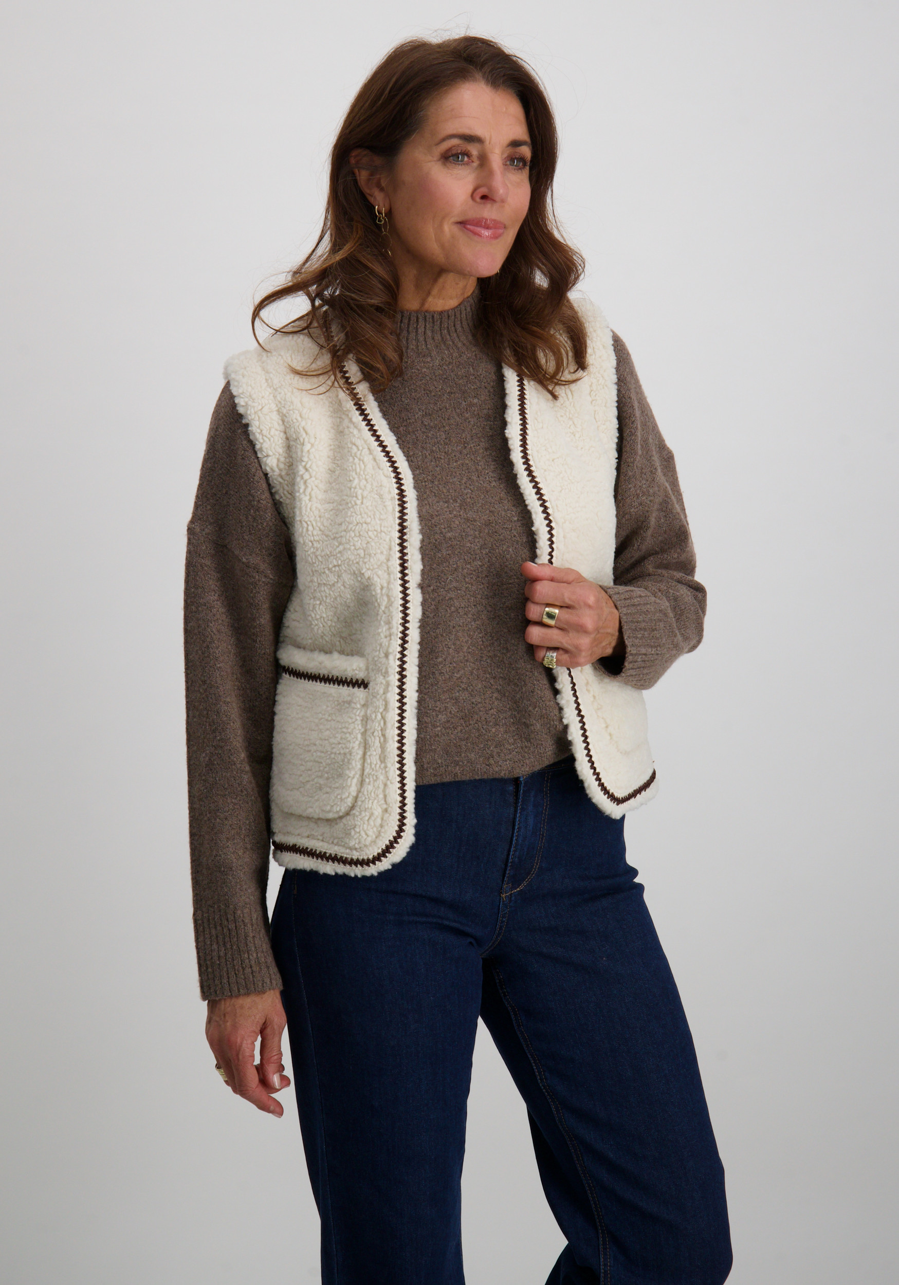 Geisha Gilet Teddy 55541-19 Wolwit-ecru