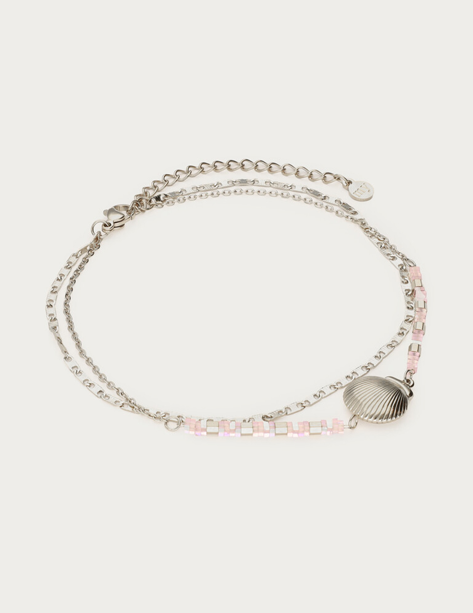 My Jewellery Dubbel enkelbandje met schelp MJ12914 Zilver