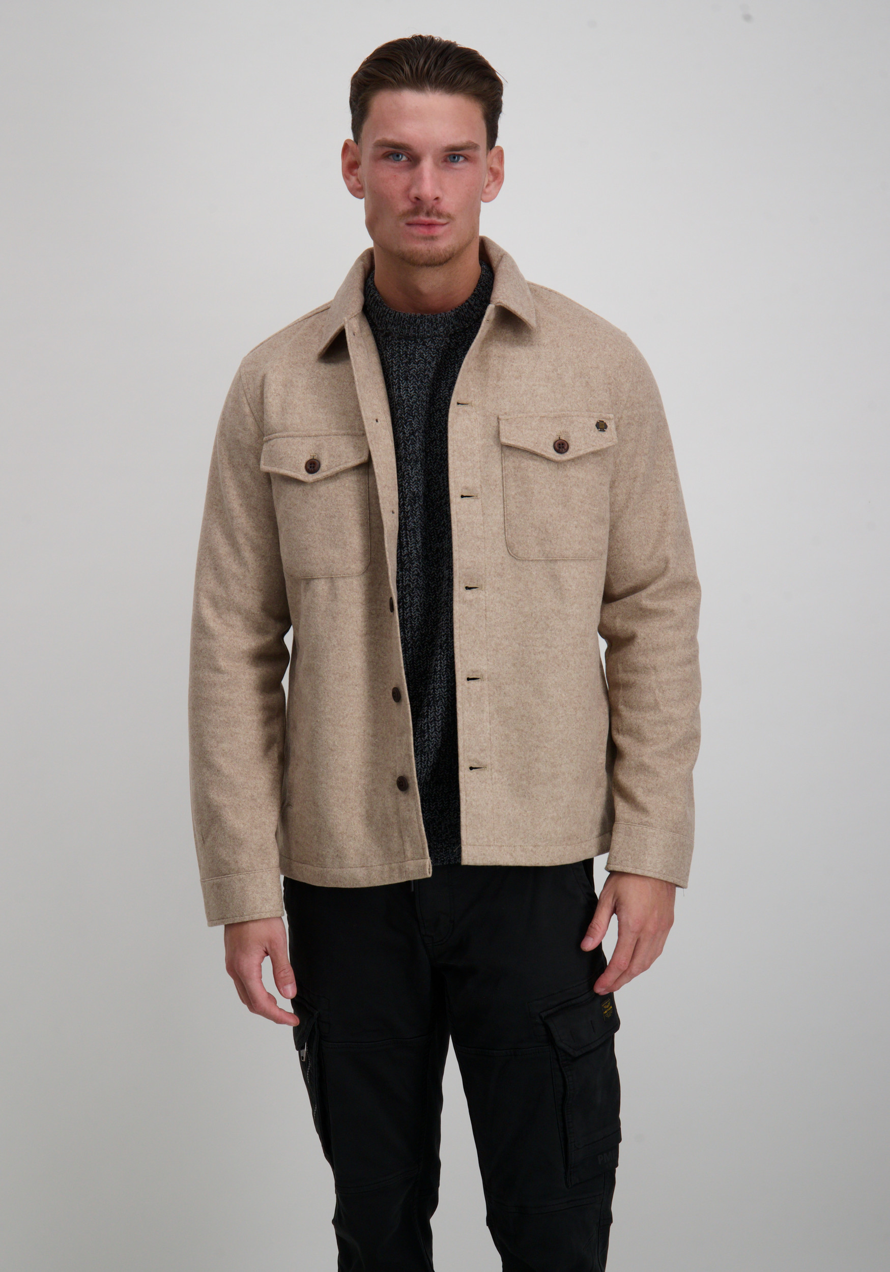 No Excess Overshirt 29510821SN Donker beige