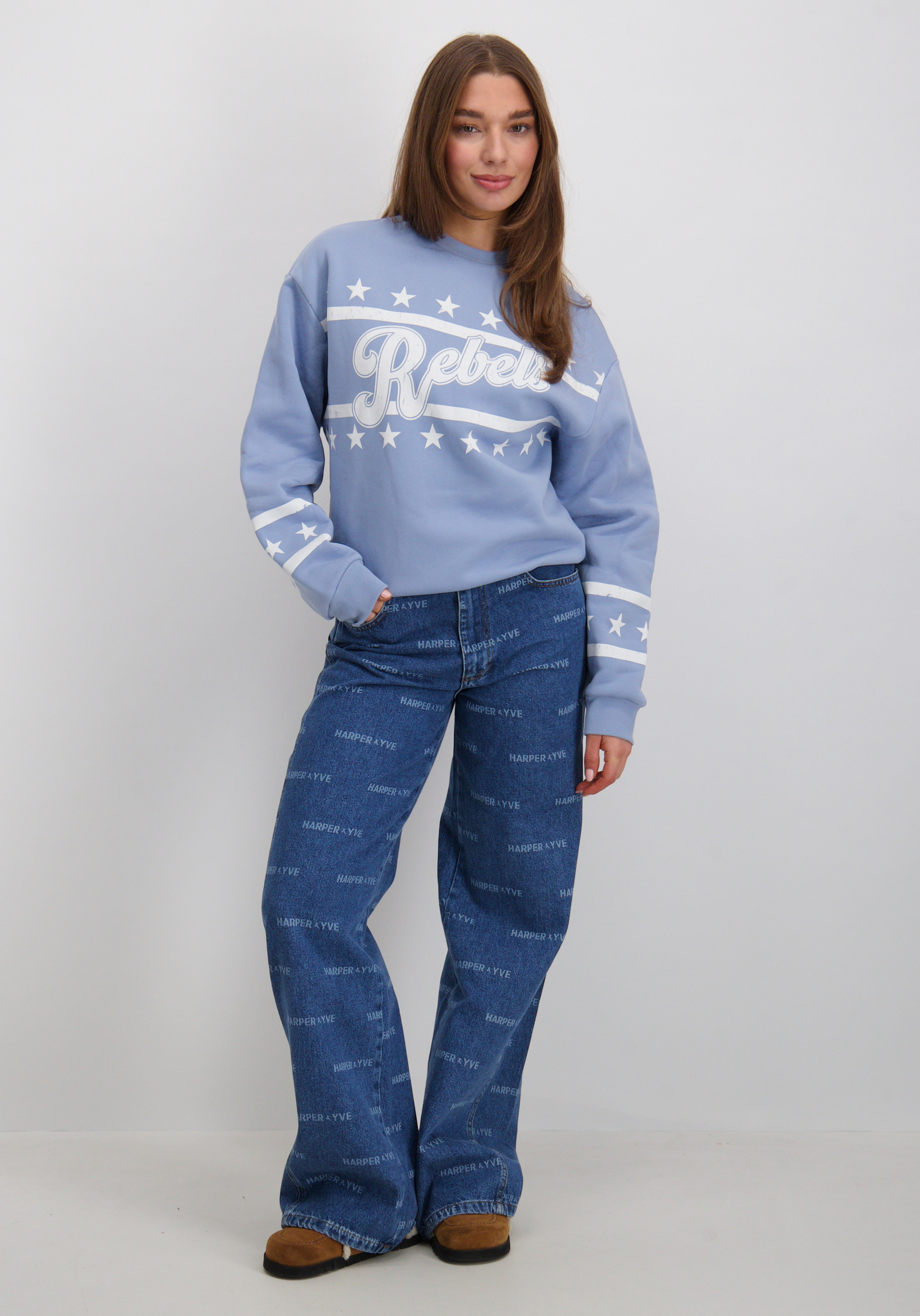 Colourful Rebel Sweater Rebel Stars WS417203 Licht blauw