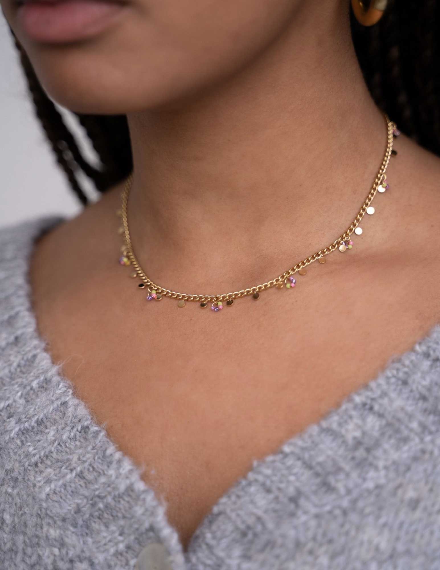 My Jewellery Ketting met kralen en munten MJ10239 Zilver