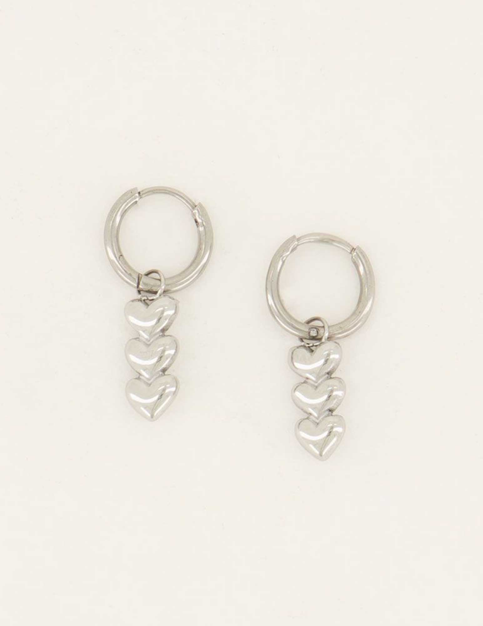 My Jewellery Oorbellen drie hartjes MJ06708 Zilver