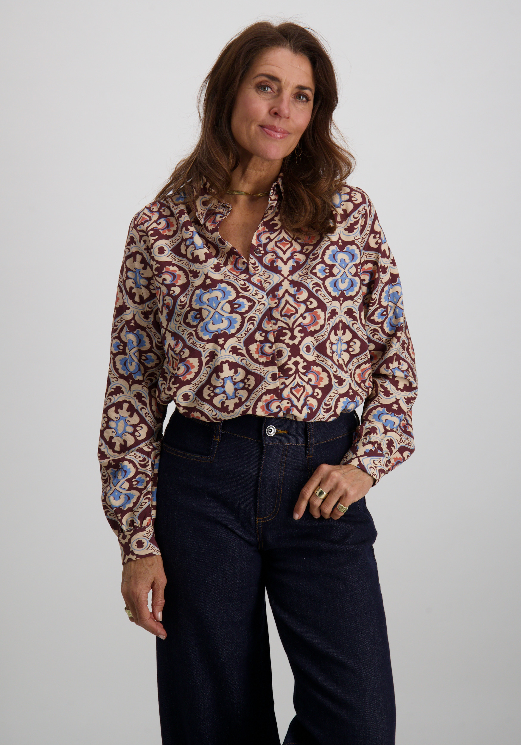 Geisha Blouse all-over print 53661-20 Bordeaux