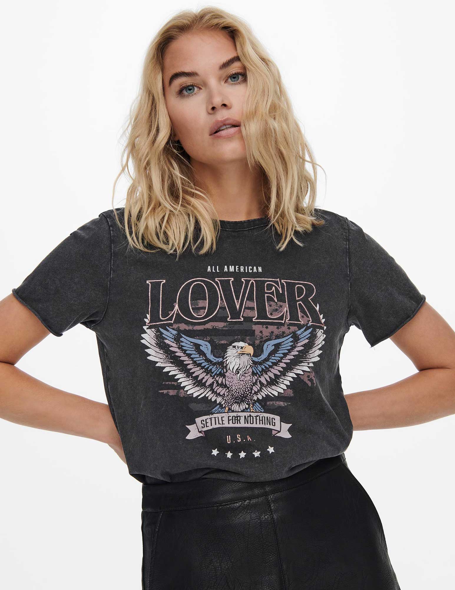 Only T-shirt Lucy 15215721 Donker Grijs