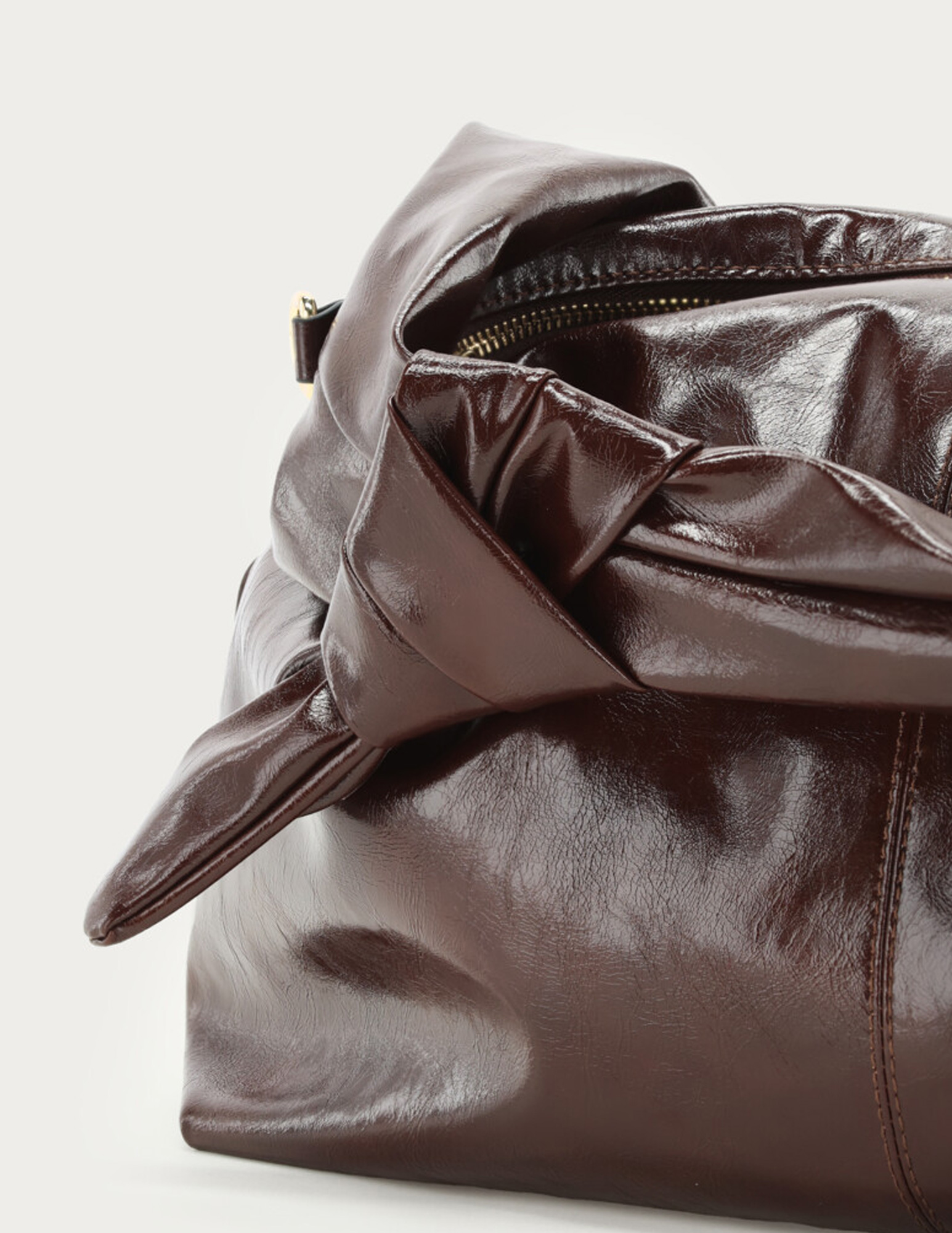 My Jewellery PU schoudertas met knoop MJ15232 Donker bruin