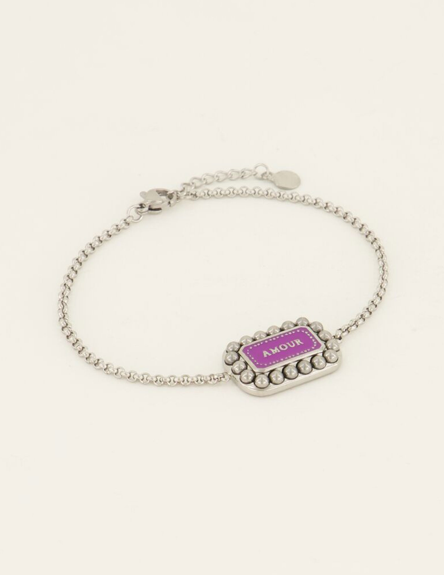 My Jewellery Armband Bold Spirit Paarse Amour bedel MJ07825 Zilver