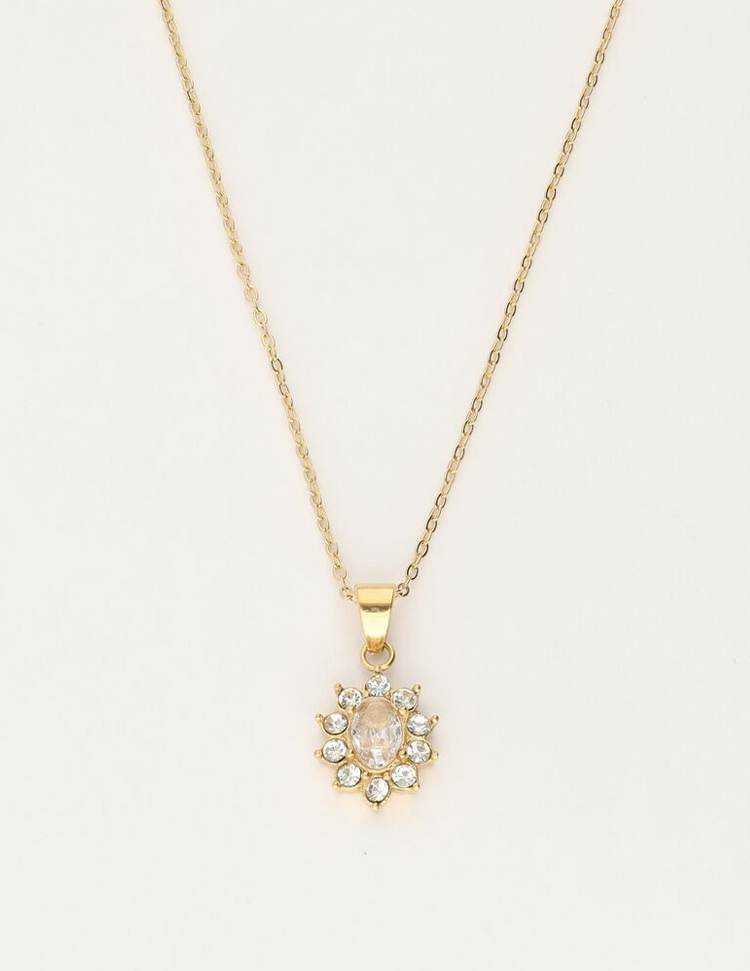 My Jewellery Vintage ketting met transparante strass MJ11482 Goud